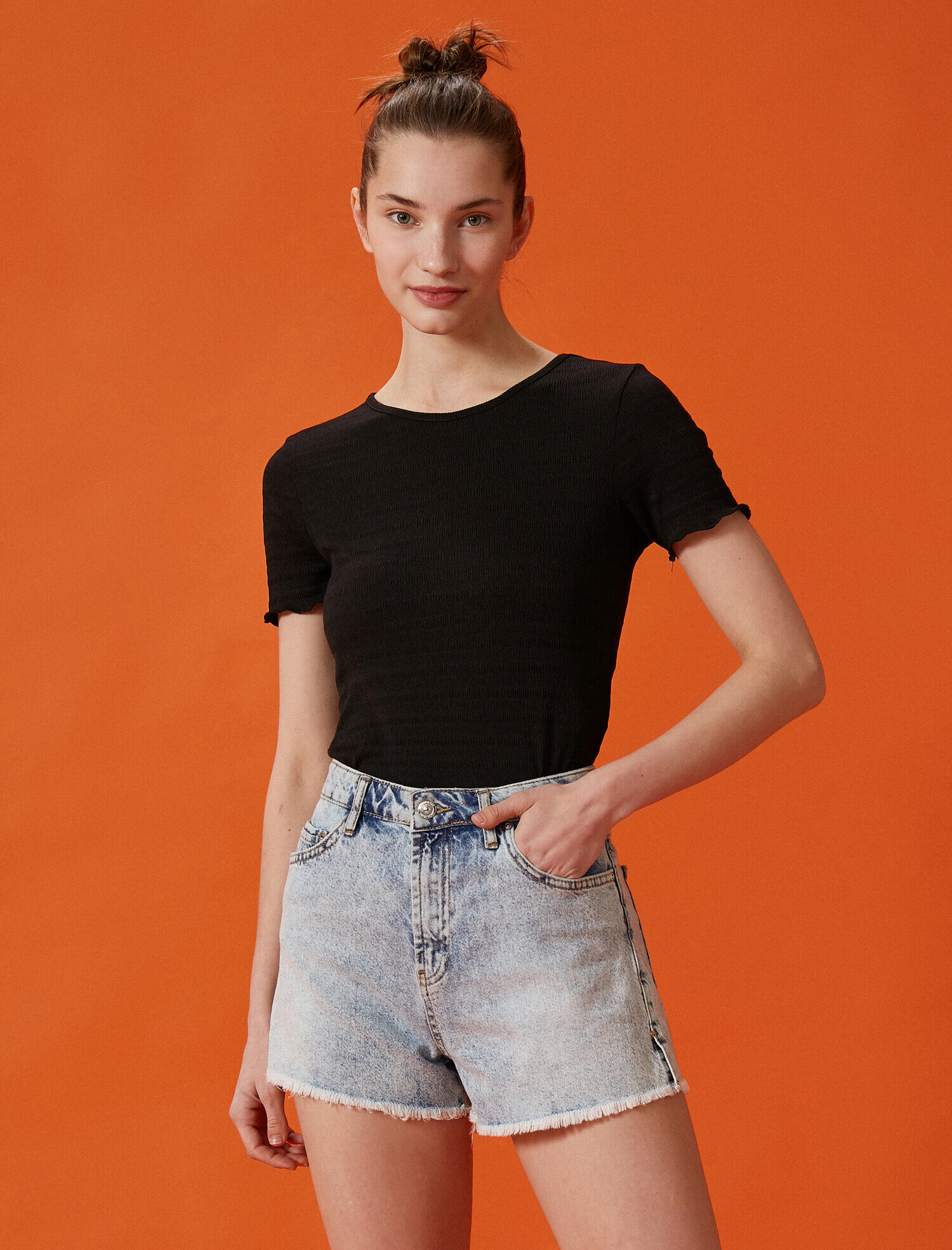   Kısa Kollu Tişört Bisiklet Yaka Basic