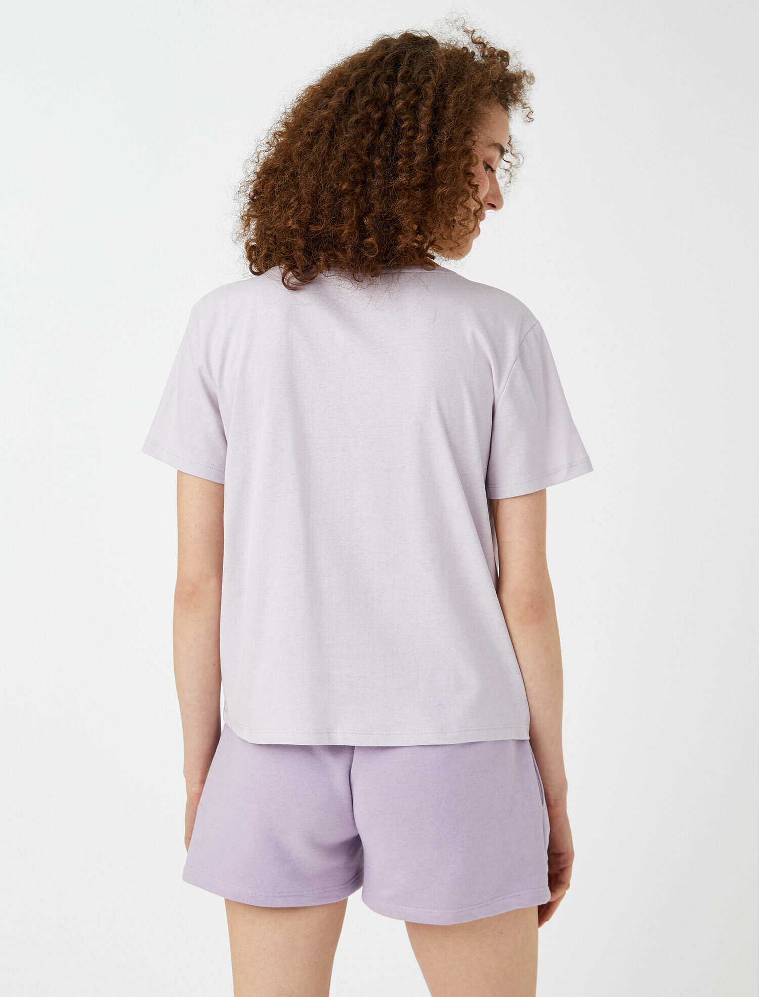   Cepli Tişört Fırfır Detaylı Bisiklet Yaka Pamuklu