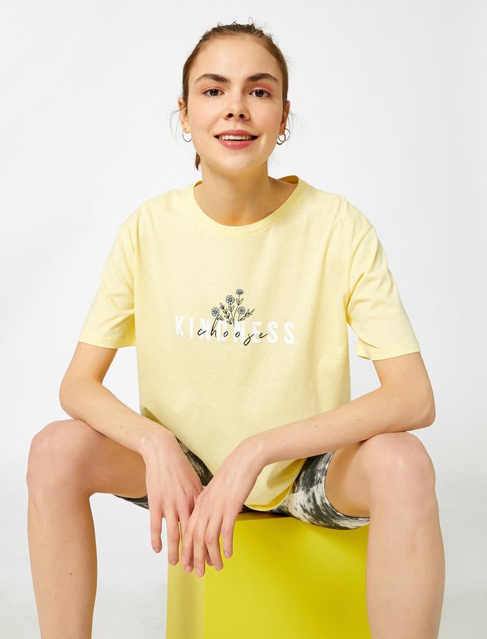  Baskılı Tişört Bisiklet Yaka Pamuklu