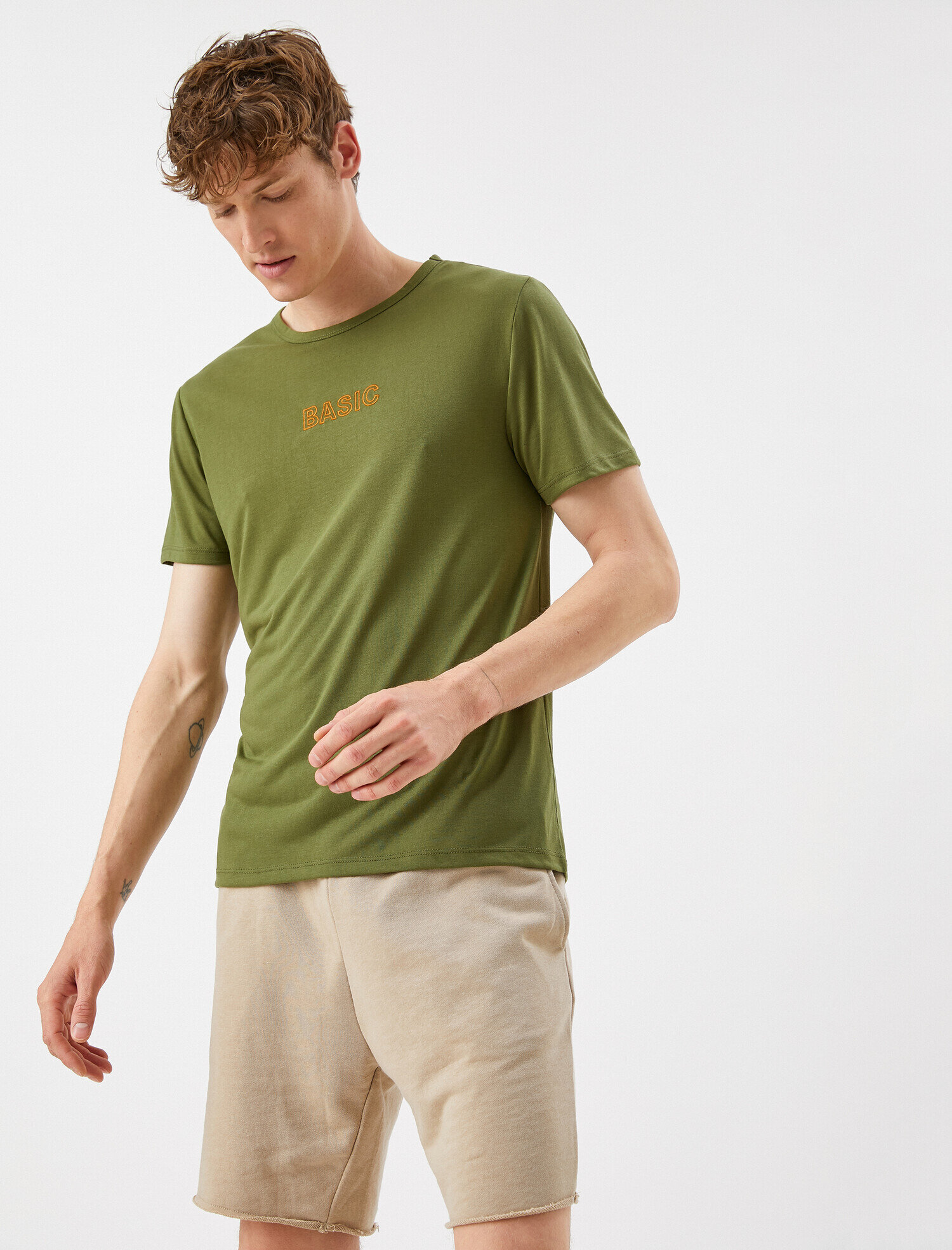   Sloganlı Tişört Bisiklet Yaka