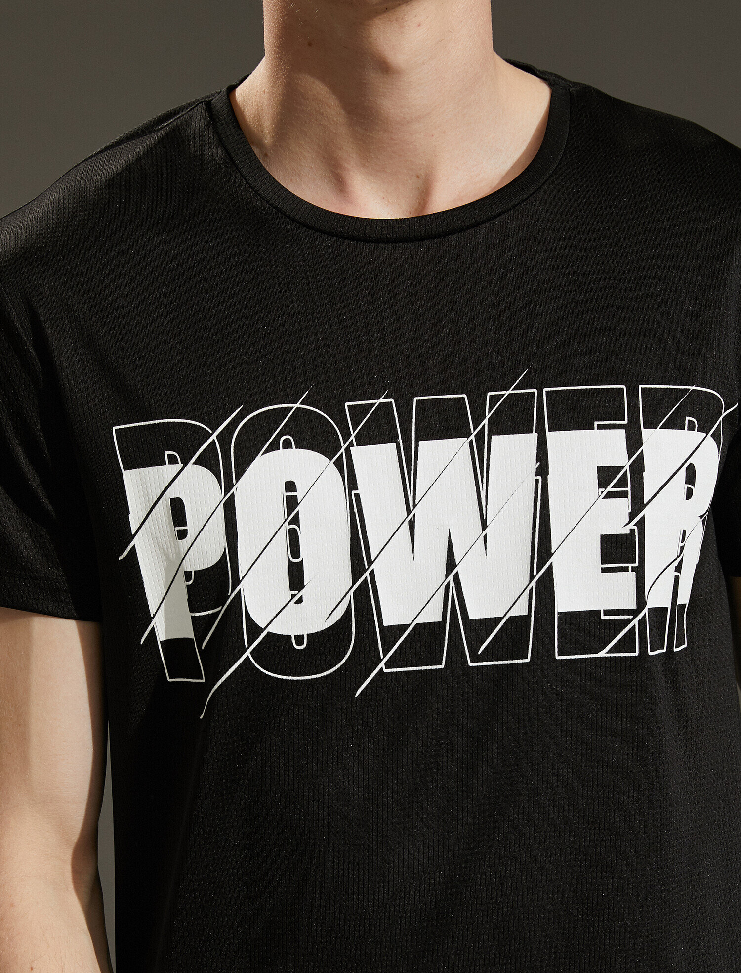   Sloganlı Baskılı Tişört Kısa Kollu Bisiklet Yaka