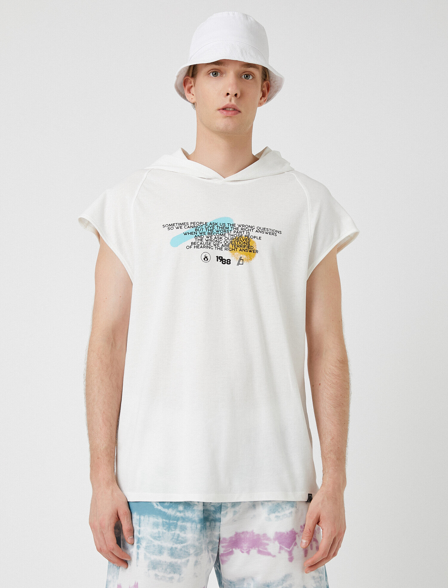   Kapüşonlu Tişört Baskılı Pamuklu