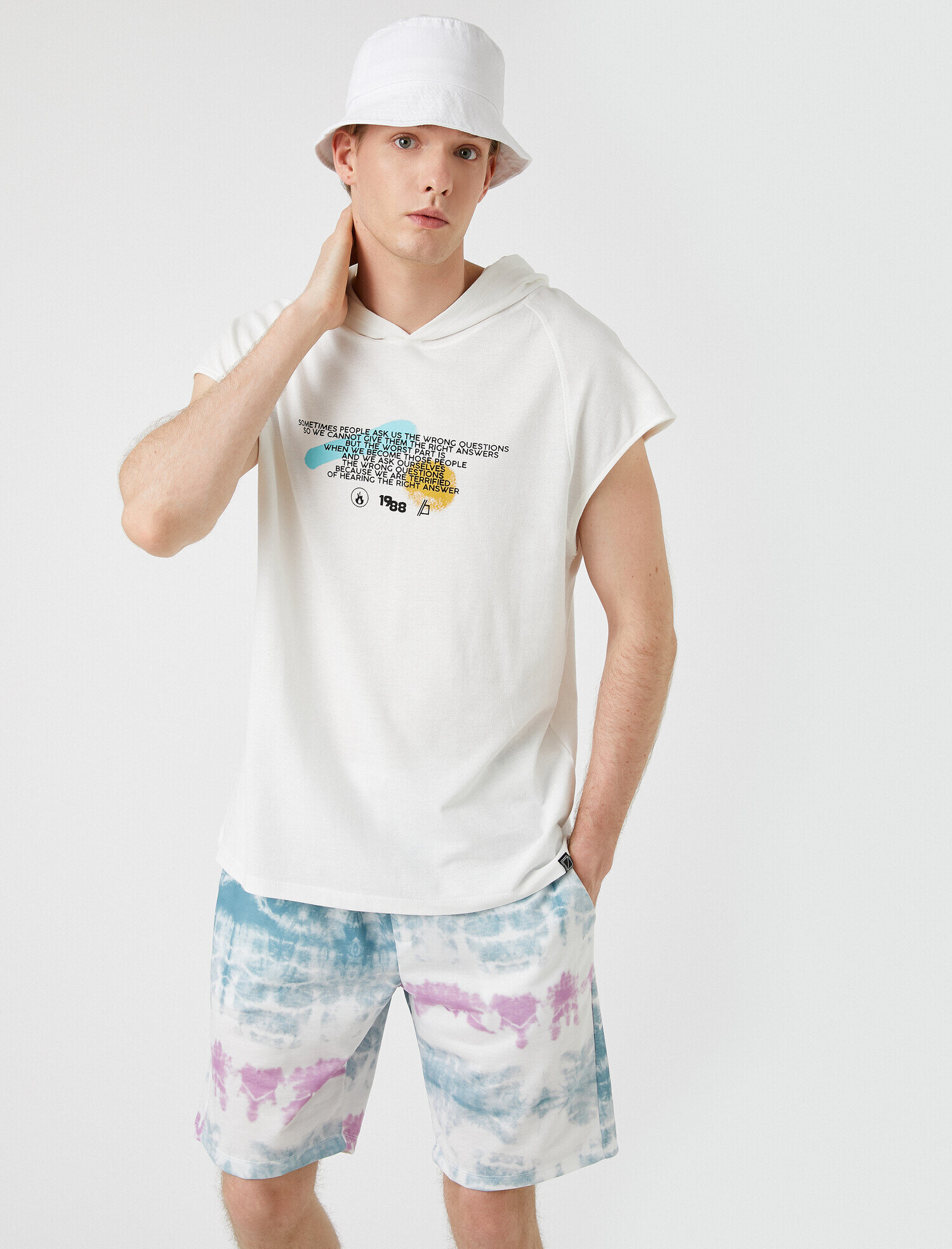   Kapüşonlu Tişört Baskılı Pamuklu