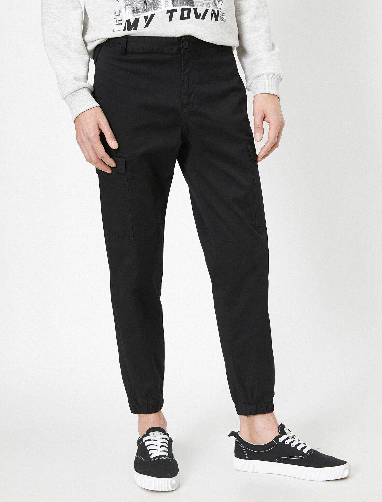   Cep Detaylı Paçası Lastikli Jogger Fit Kargo Pantolon