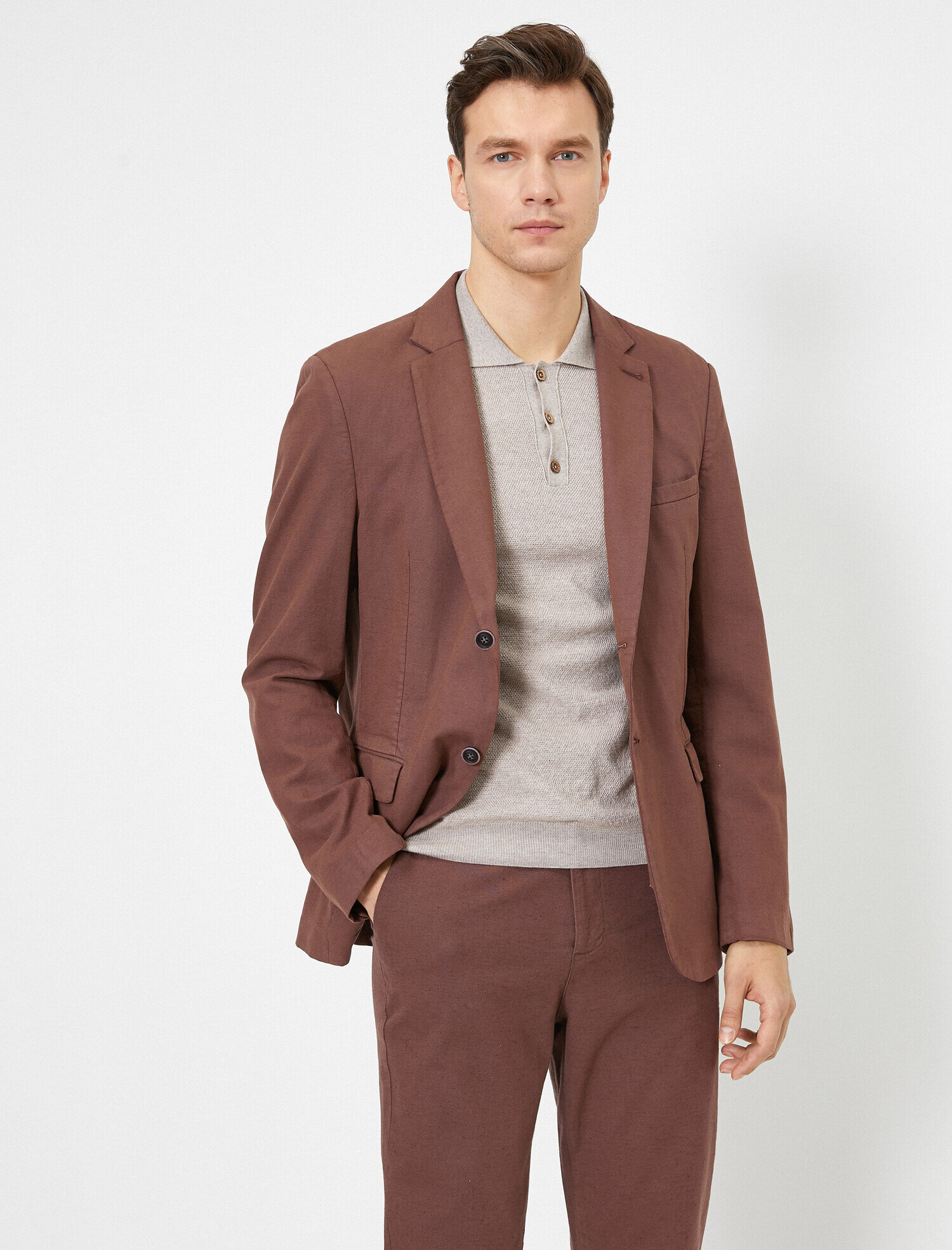   Cep Detaylı Düğmeli Blazer Ceket