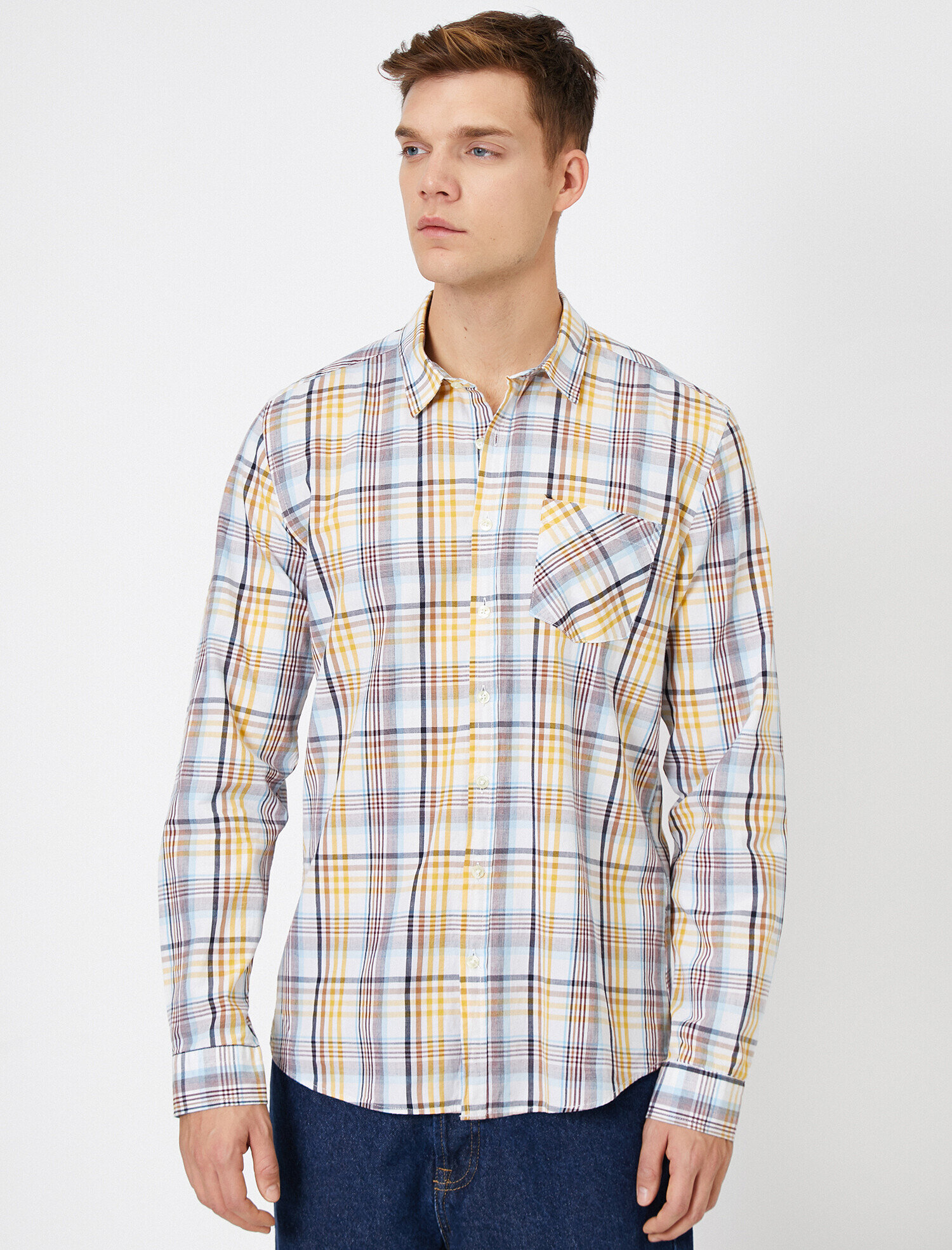   Ekoseli Uzun Kollu Slim Fit Casual Gömlek