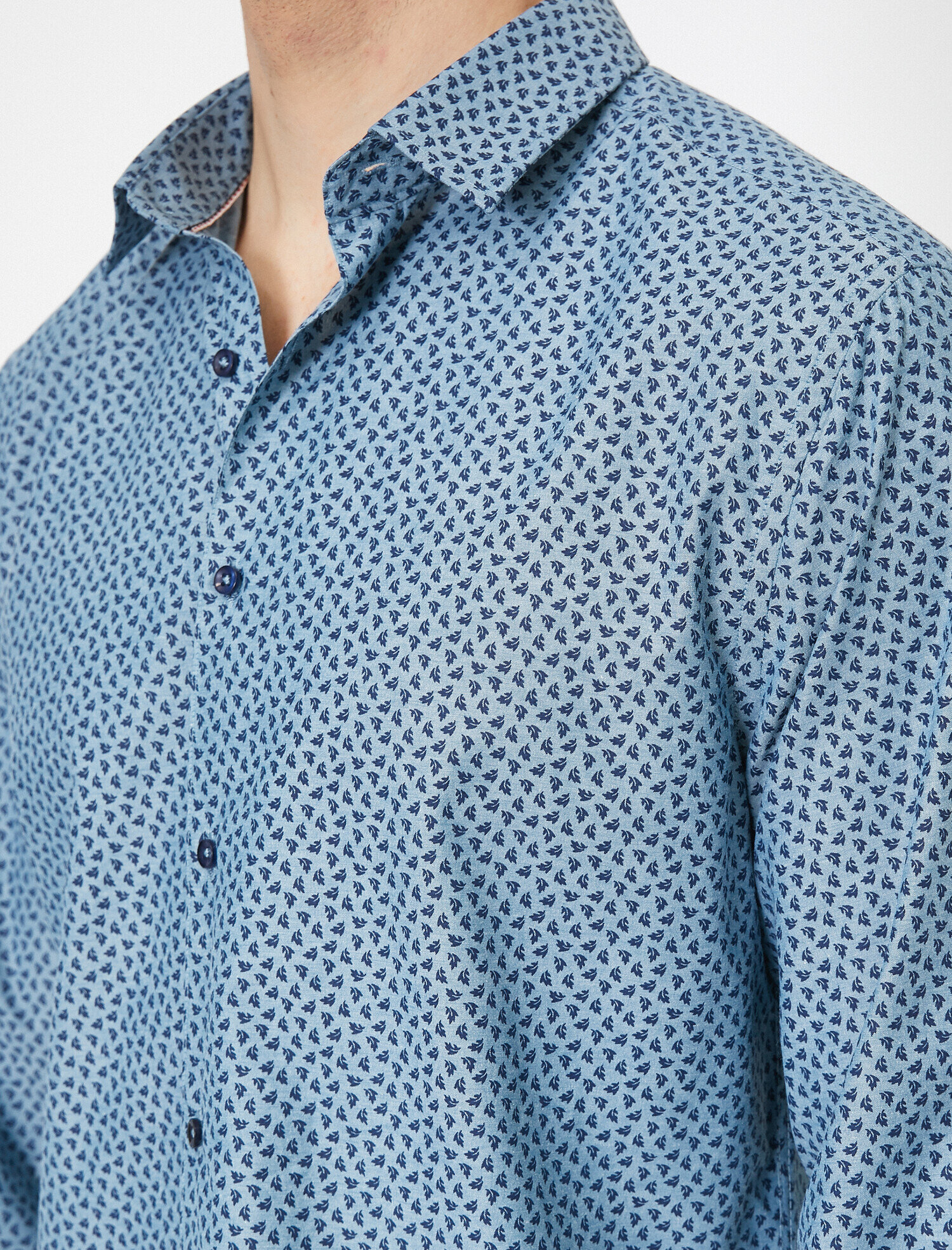   Klasik Yaka Uzun Kollu Desenli Gömlek Non Iron