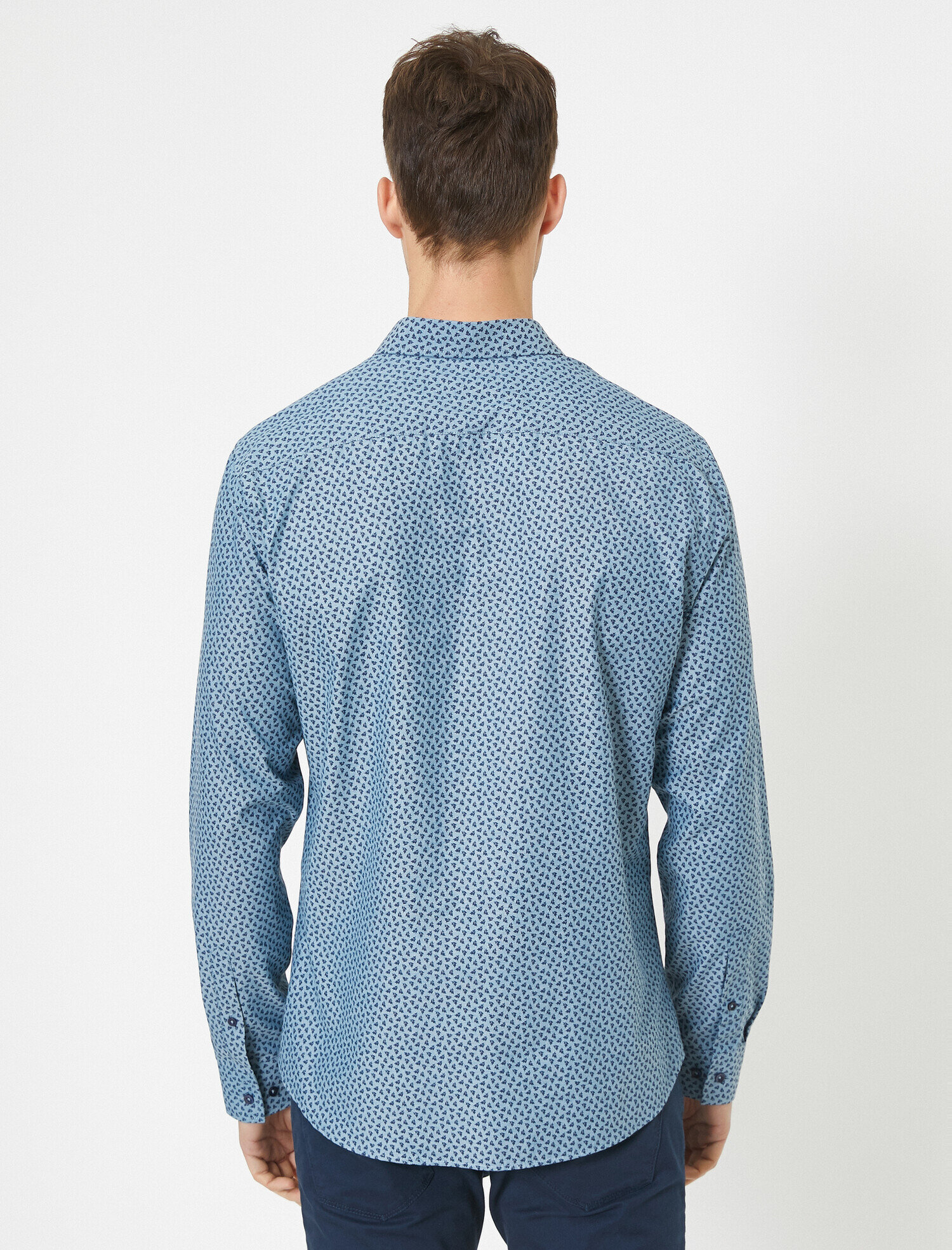   Klasik Yaka Uzun Kollu Desenli Gömlek Non Iron