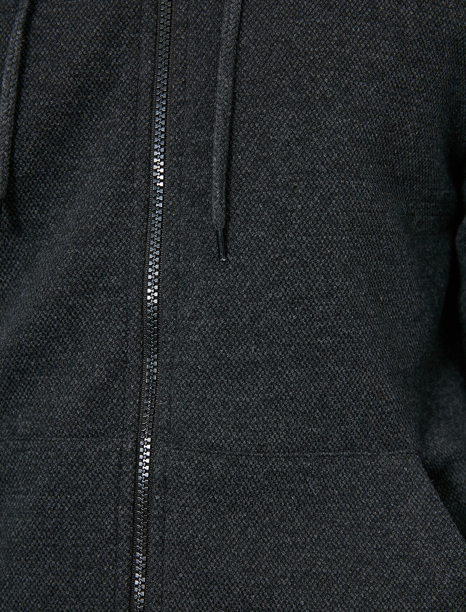   Kapüşonlu Fermuarlı Kanguru Cepli Kontrast Biyeli Sweatshirt