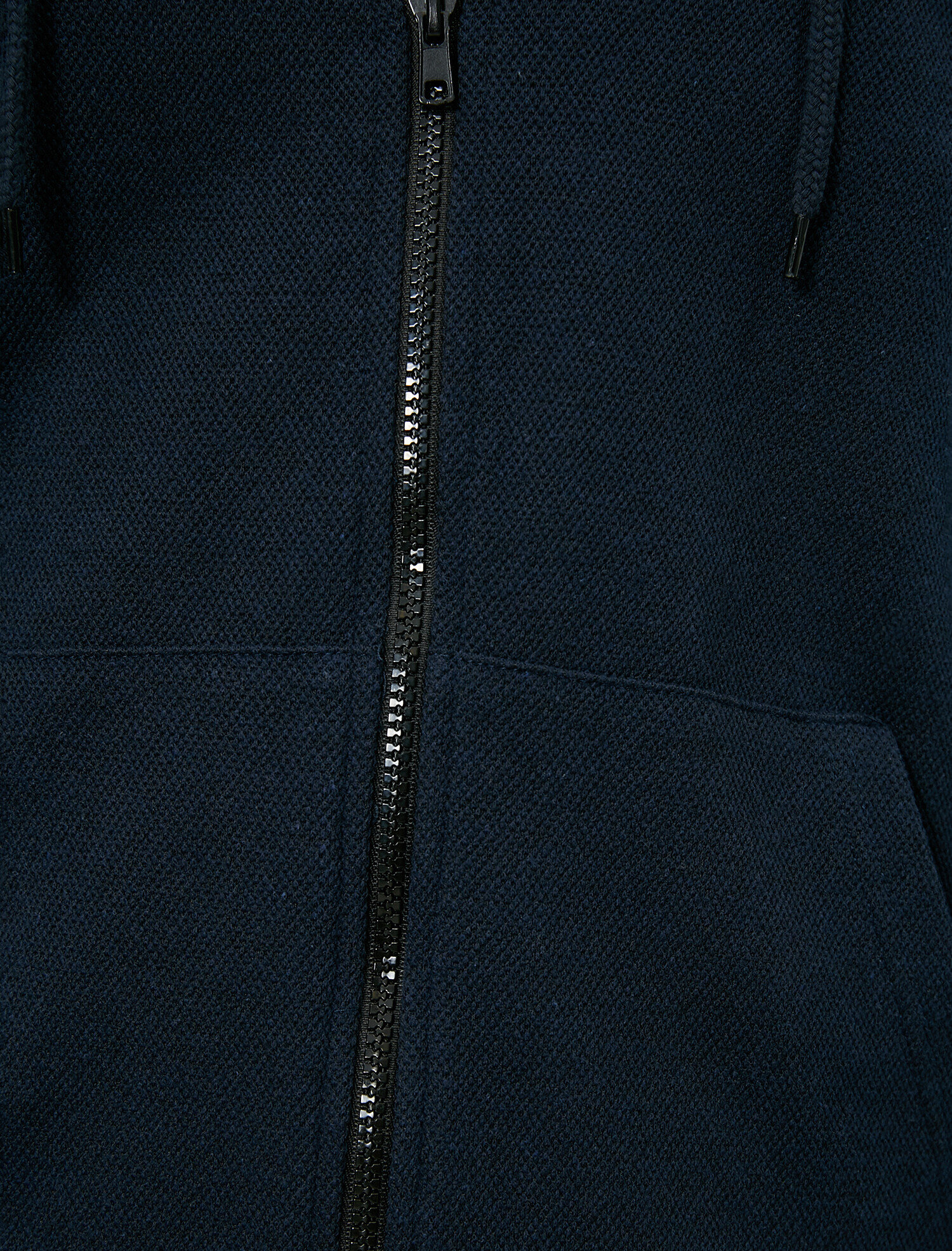   Kapüşonlu Fermuarlı Kanguru Cepli Kontrast Biyeli Sweatshirt