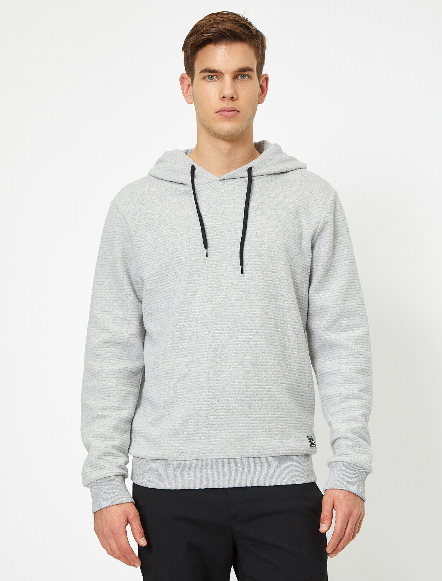   Kapüşonlu Yumuşak Dokulu Kumaş Basic Sweatshirt