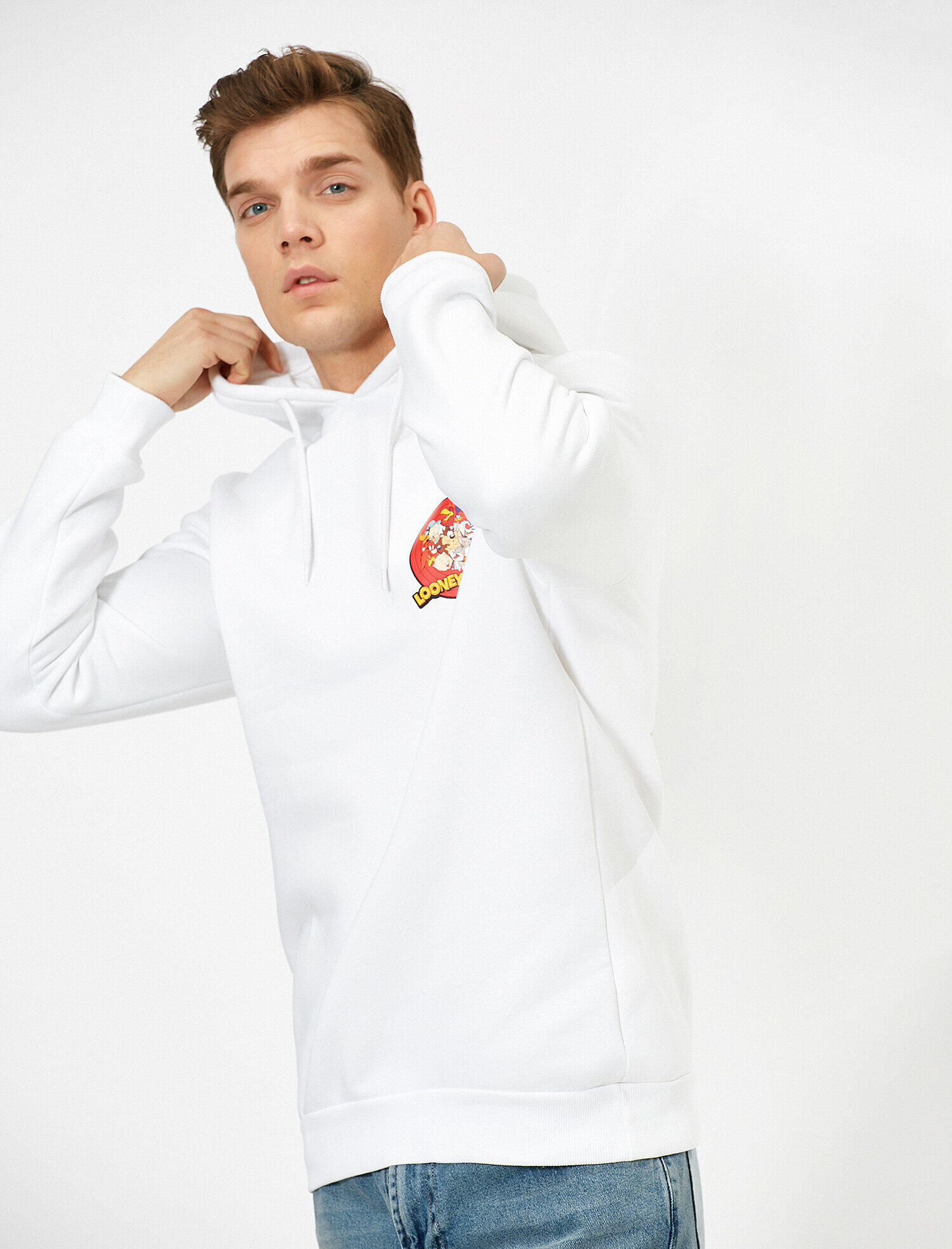   Looney Tunes Lisanslı Sırt ve Göğsü Baskılı Kapüşonlu Sweatshirt