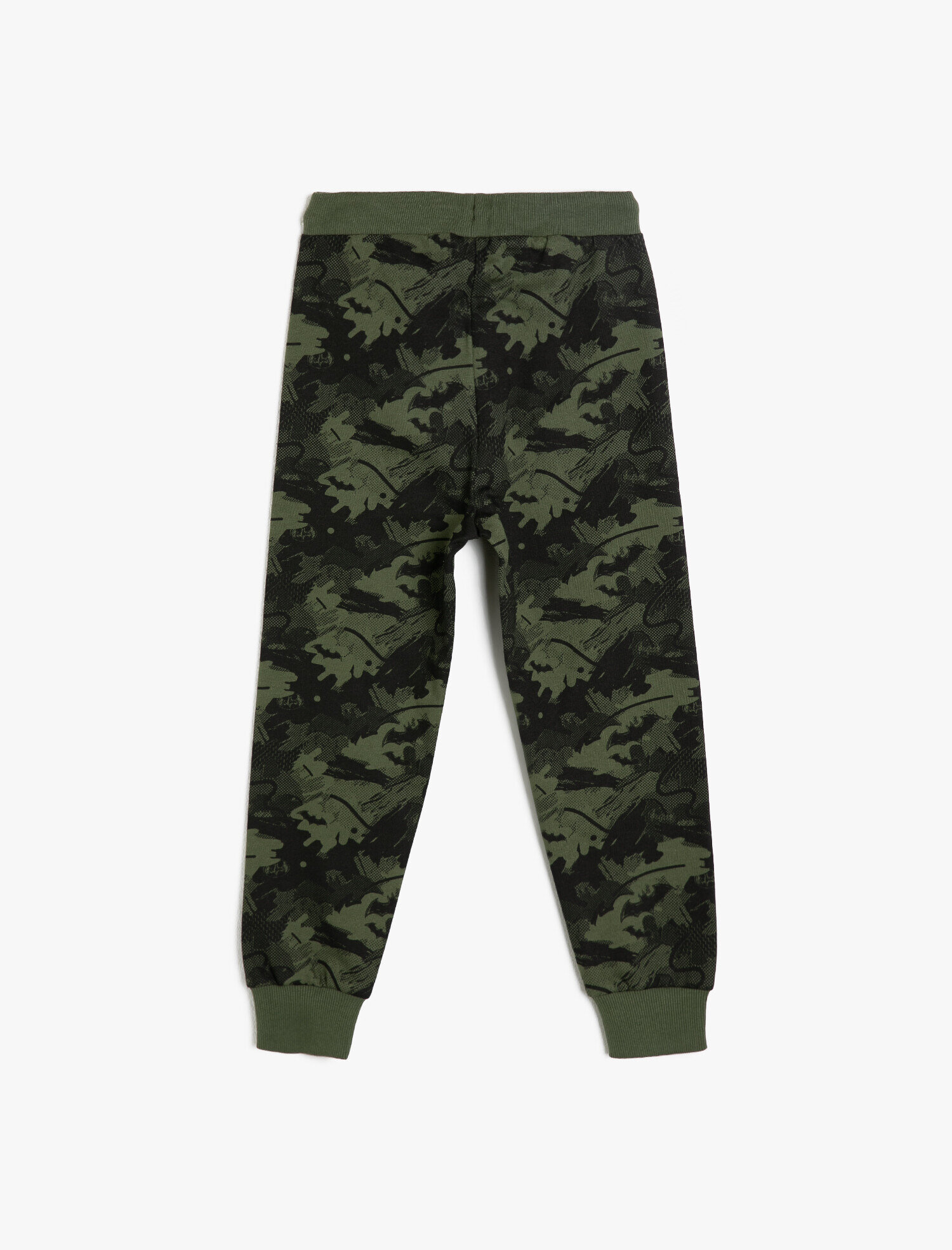  Erkek Çocuk Batman Lisanslı Kamuflaj Desenli İçi Yumuşak Tüylü Ribanalı Jogger Eşofman Altı