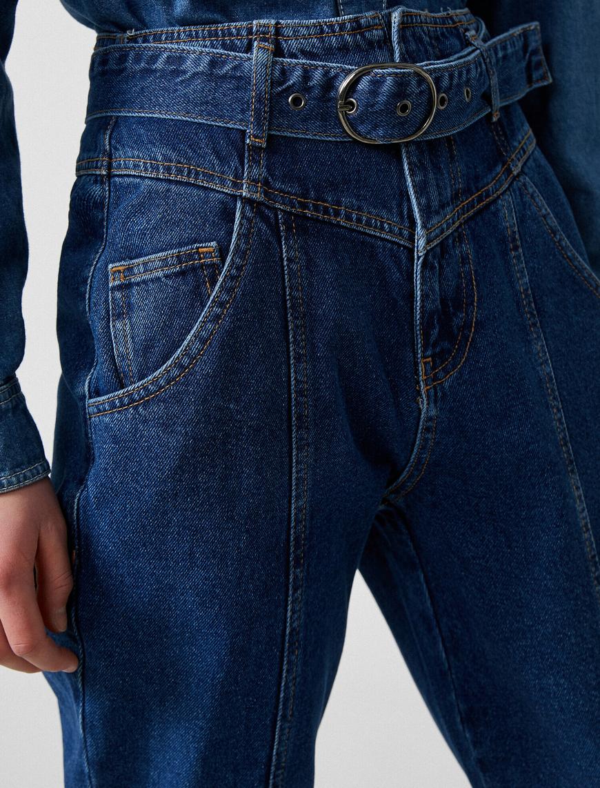   Pamuklu Eve Slim Jean - Yüksek Bel Normal Kesim Hafif Düz Paça Pantolon