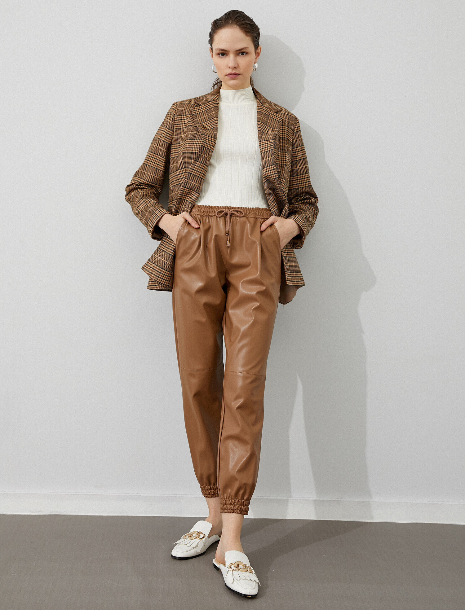   Düğmeli Ekose Ceket