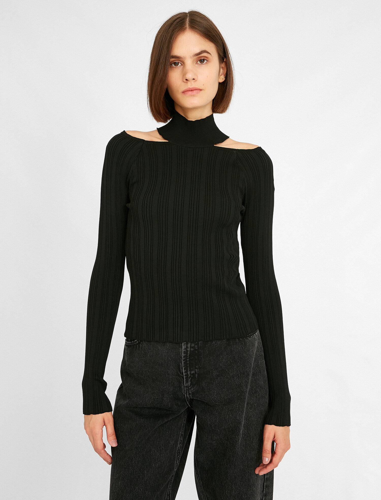   Balıkçı Yaka Pencere Detaylı Triko Kazak