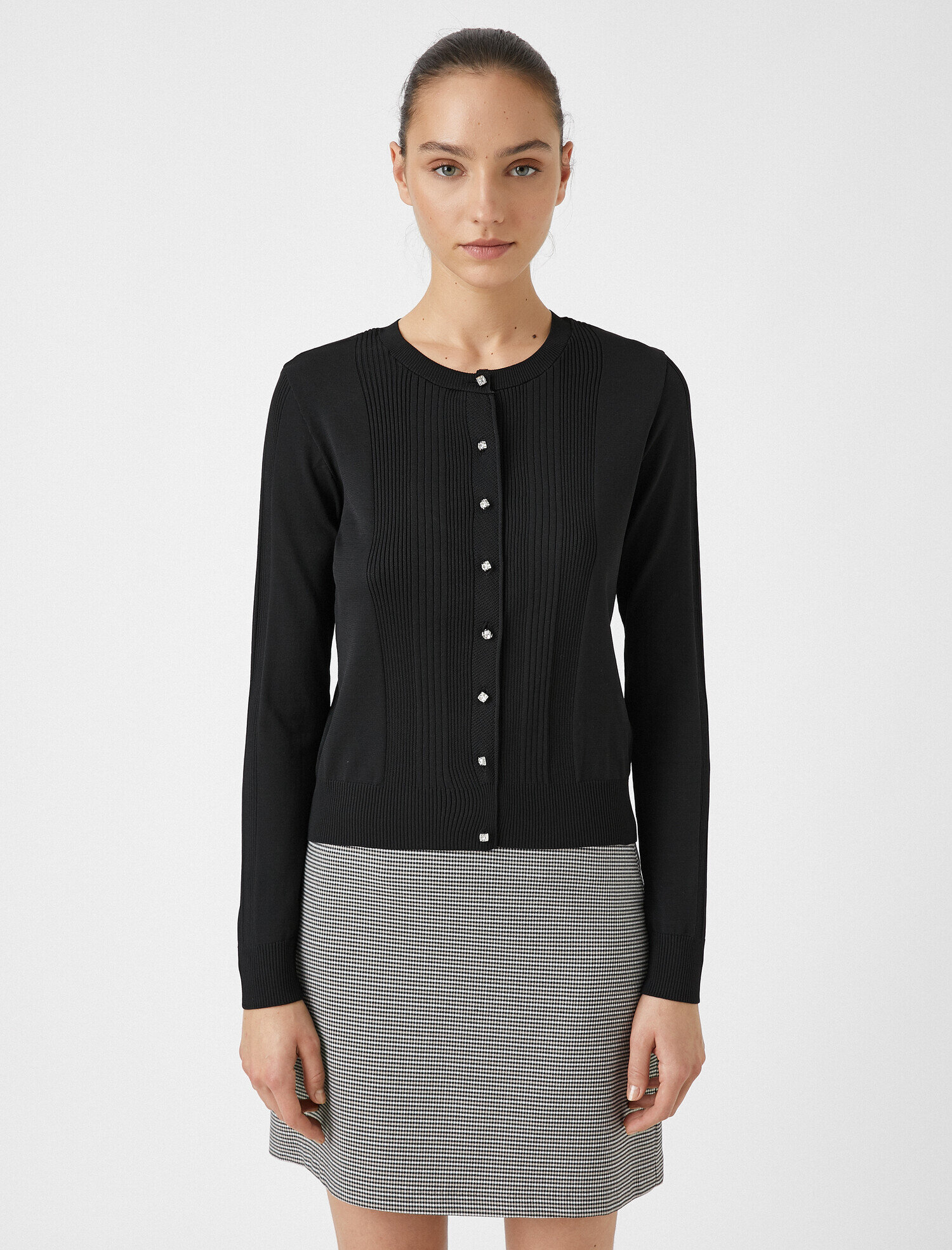   Bisiklet Yaka Düğme Detaylı Triko Hırka