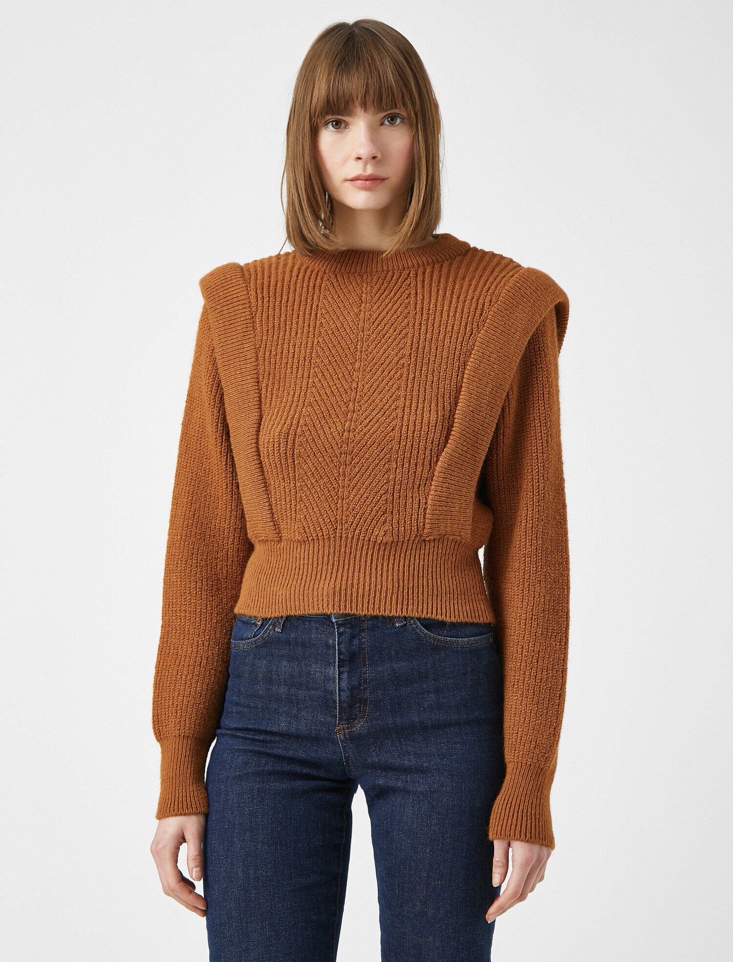   Bisiklet Yaka Vatkalı Oversize Triko Kazak