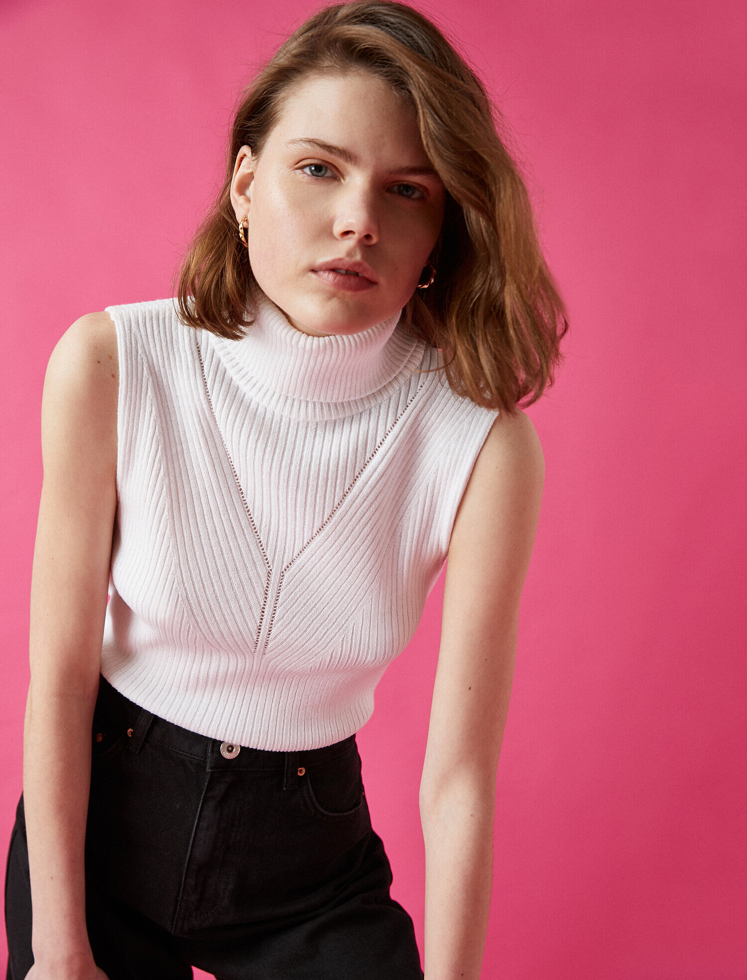   Balıkçı Yaka Kolsuz Triko Kazak