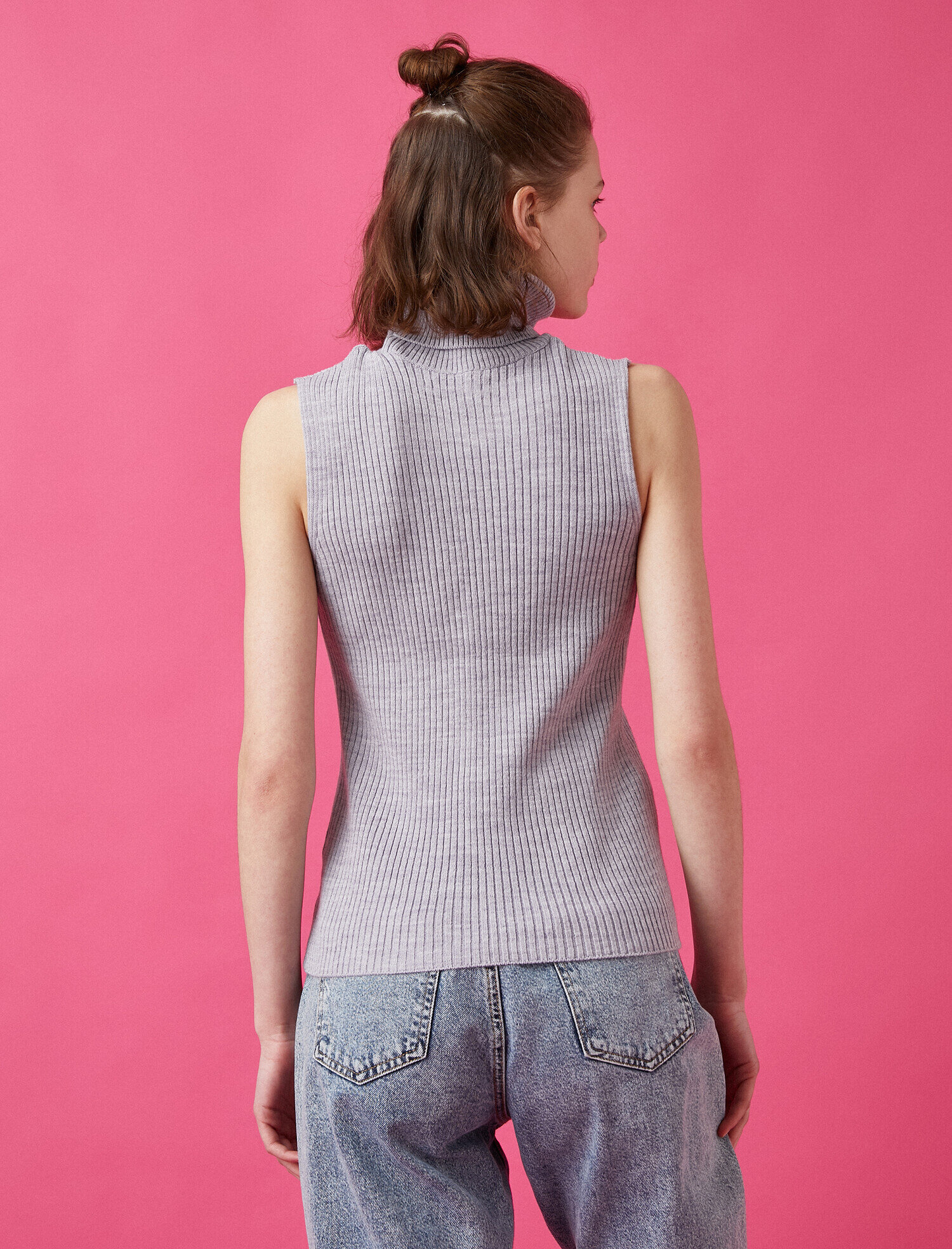   Balıkçı Yaka Kolsuz Triko Kazak