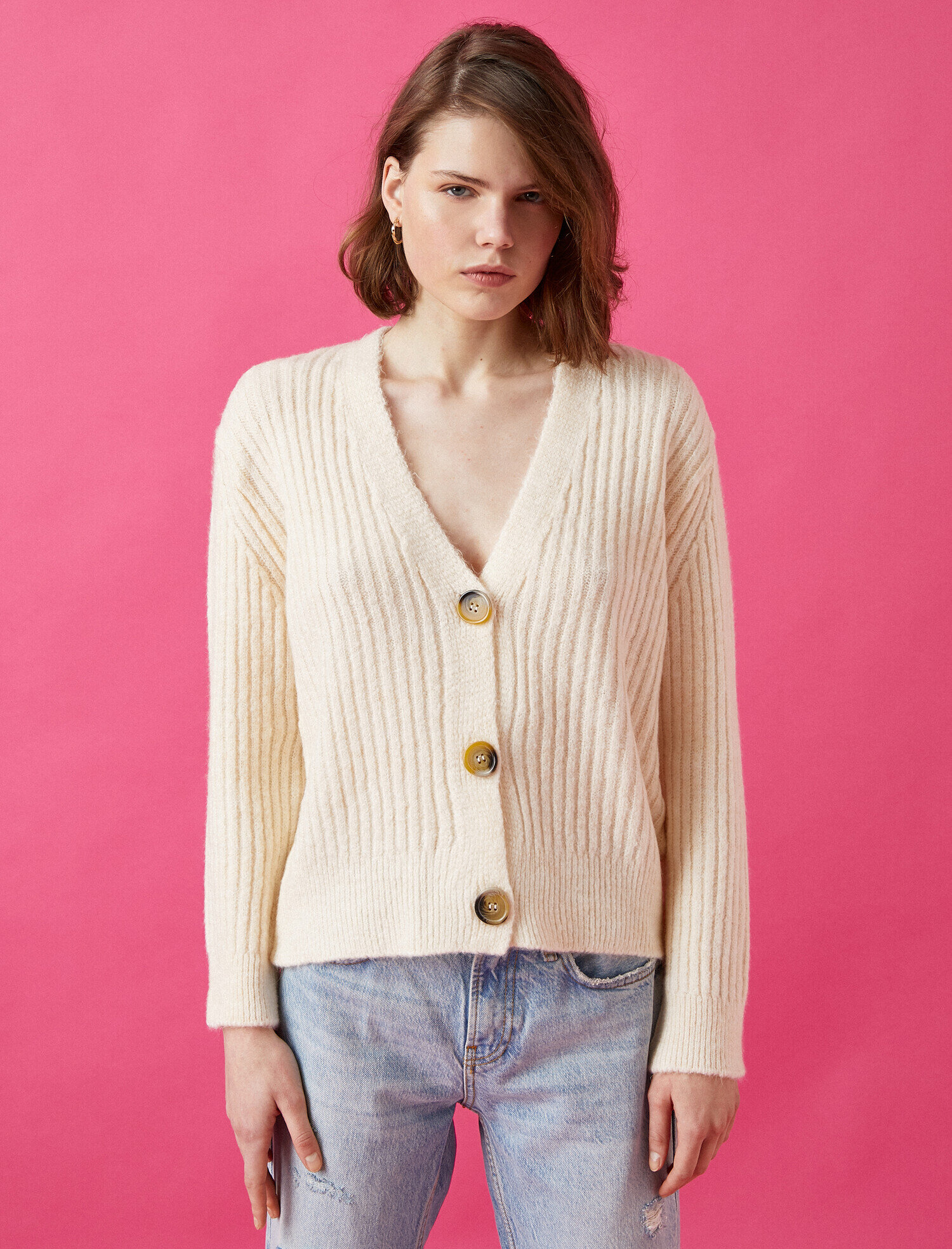   Uzun Kollu Oversize Triko Hırka