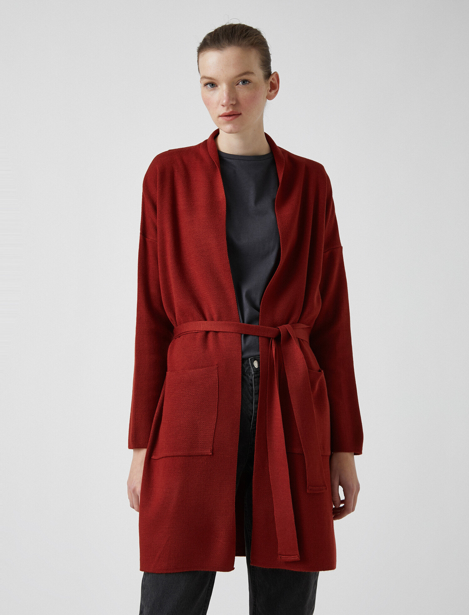   Oversize Kemerli Hırka