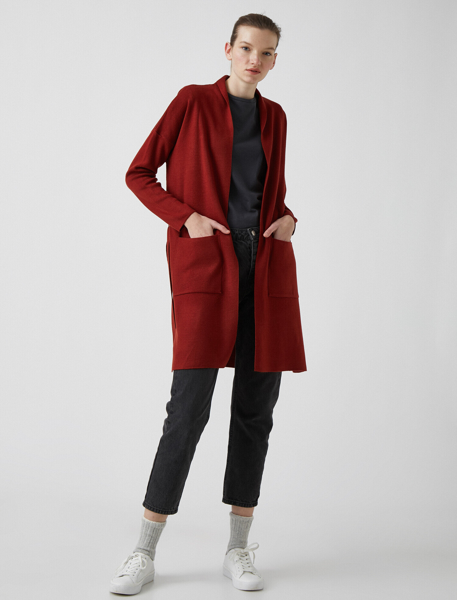   Oversize Kemerli Hırka
