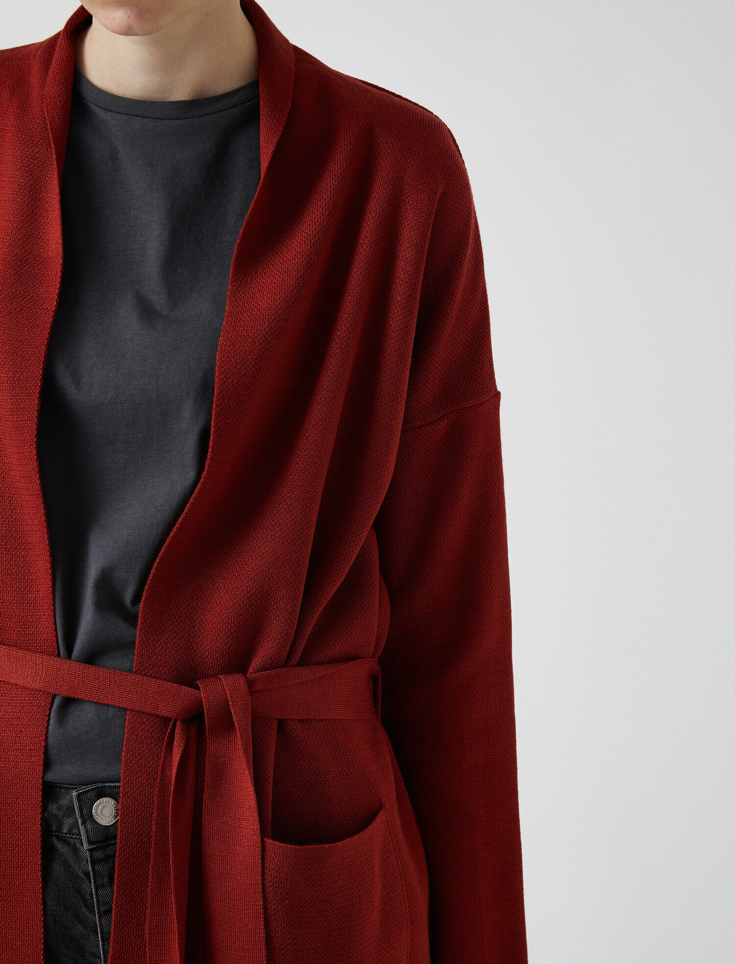   Oversize Kemerli Hırka