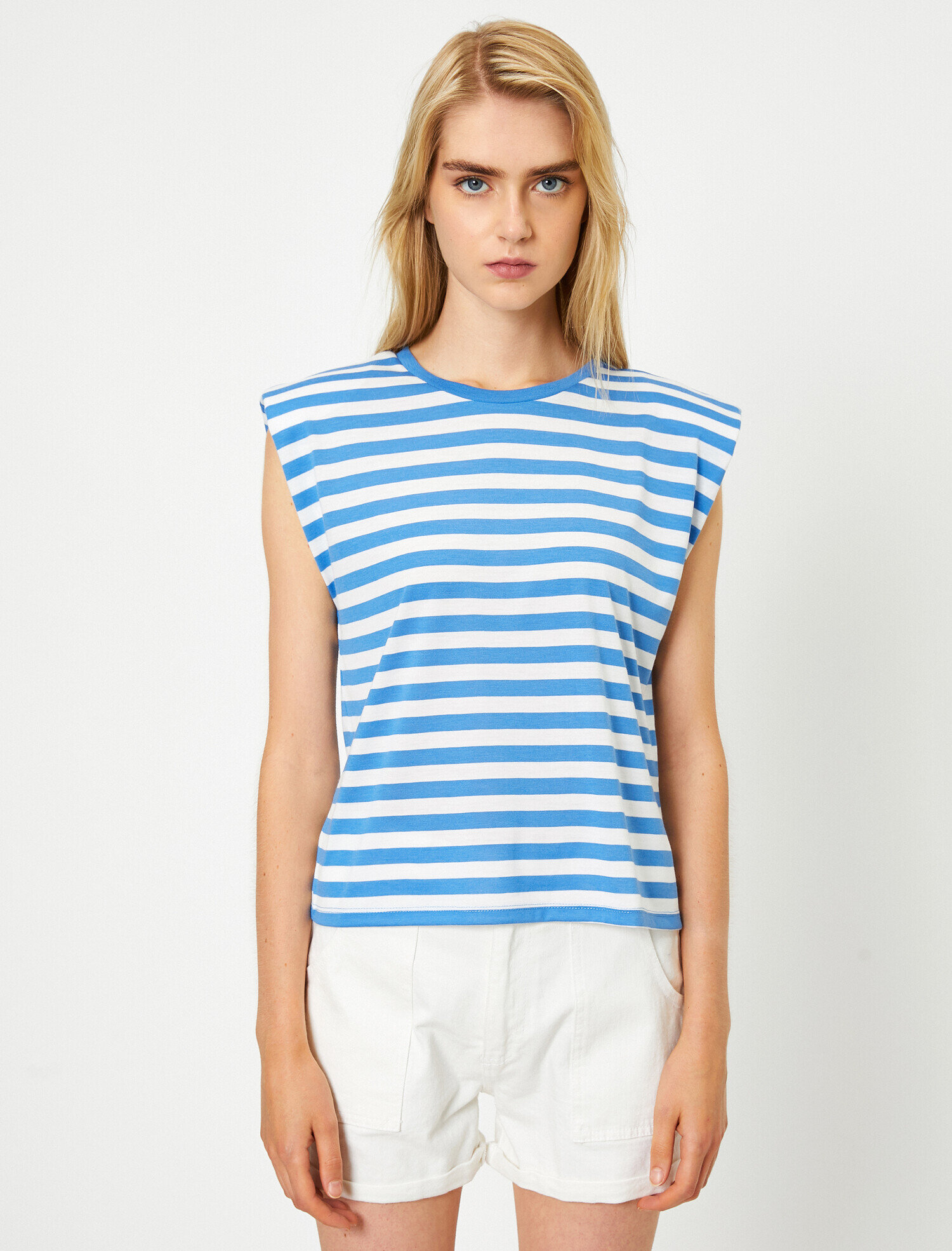   Bisiklet Yaka Kolsuz Çizgili Tişört