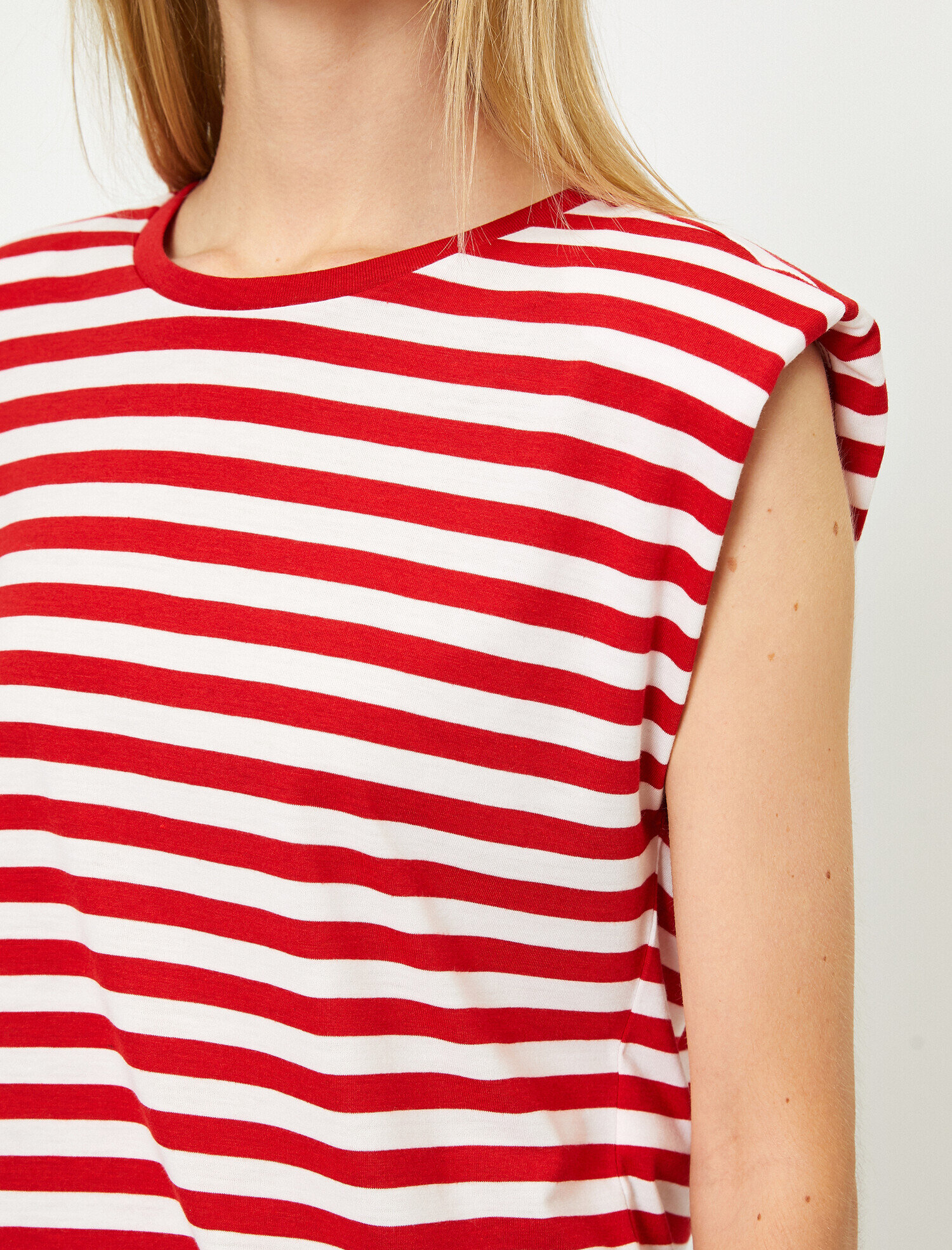   Bisiklet Yaka Kolsuz Çizgili Tişört