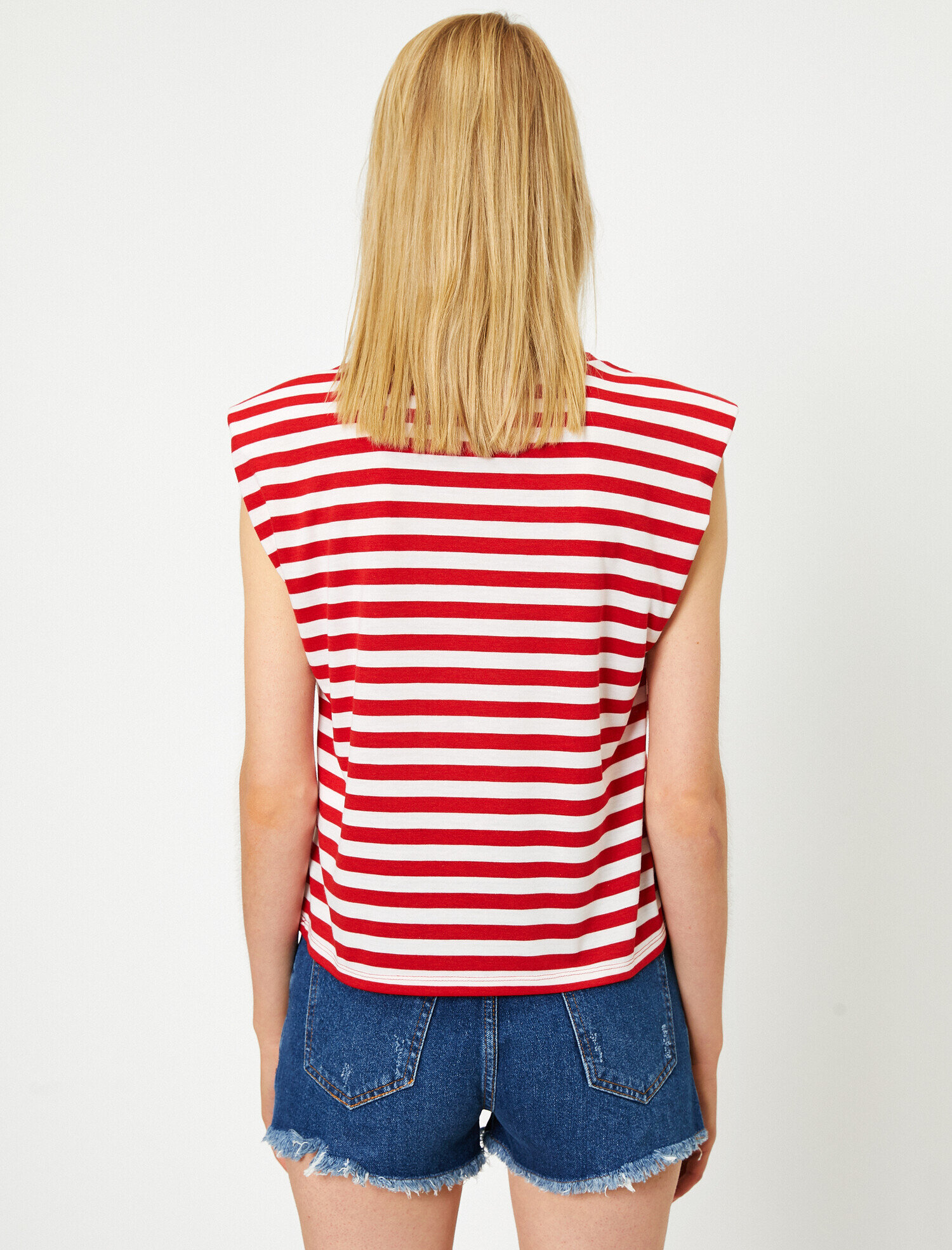   Bisiklet Yaka Kolsuz Çizgili Tişört