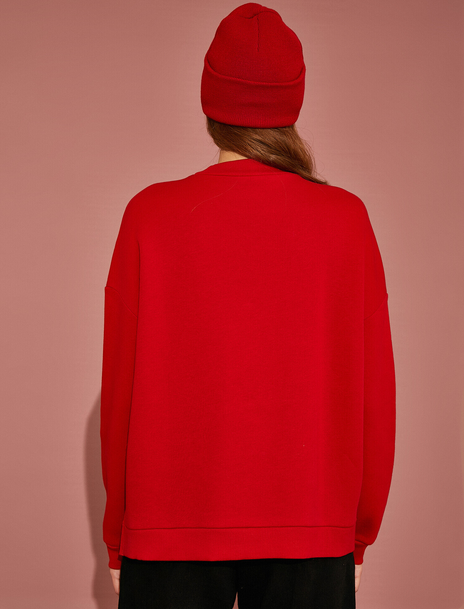   Dik Yaka Baskılı Sweatshirt