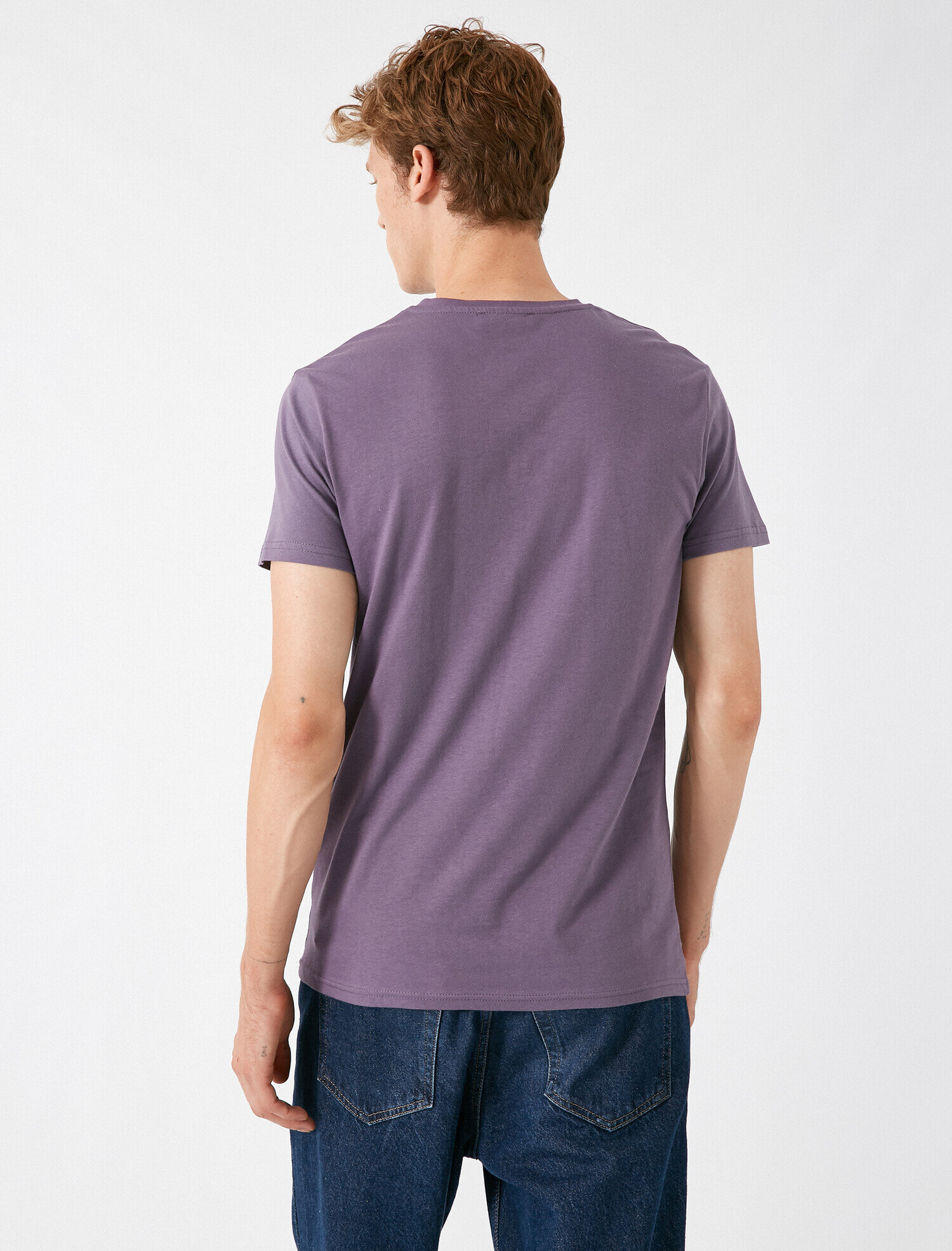   Pamuklu Bisiklet Yaka Kısa Kollu Tişört