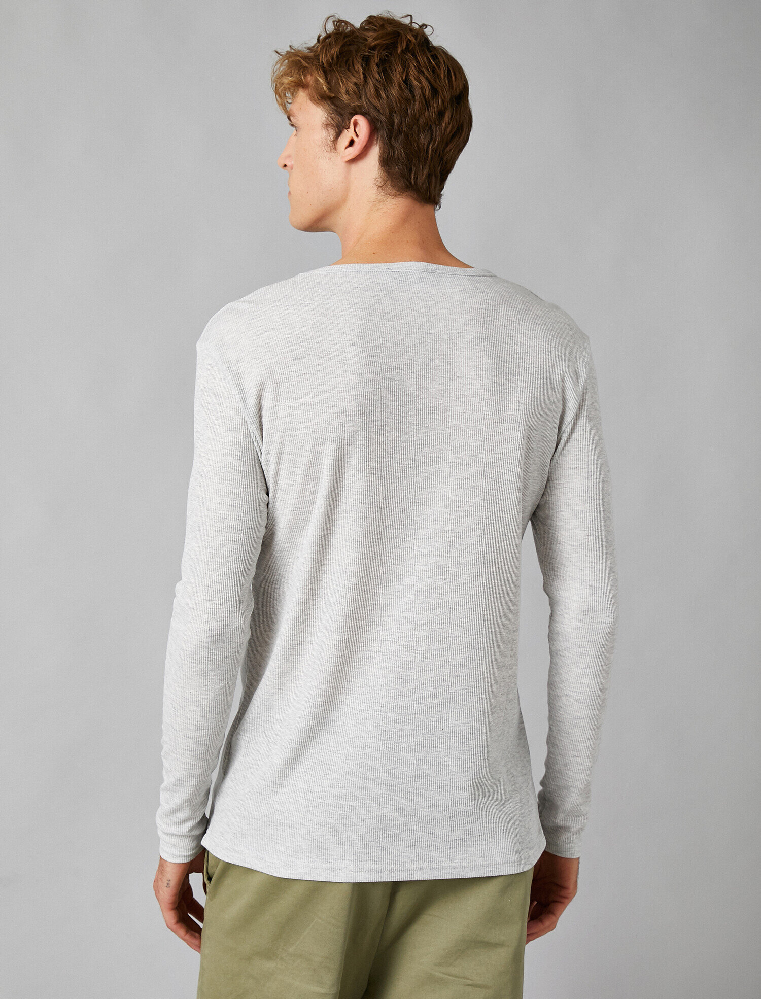   Pamuklu Bisiklet Yaka Uzun Kolu Tişört