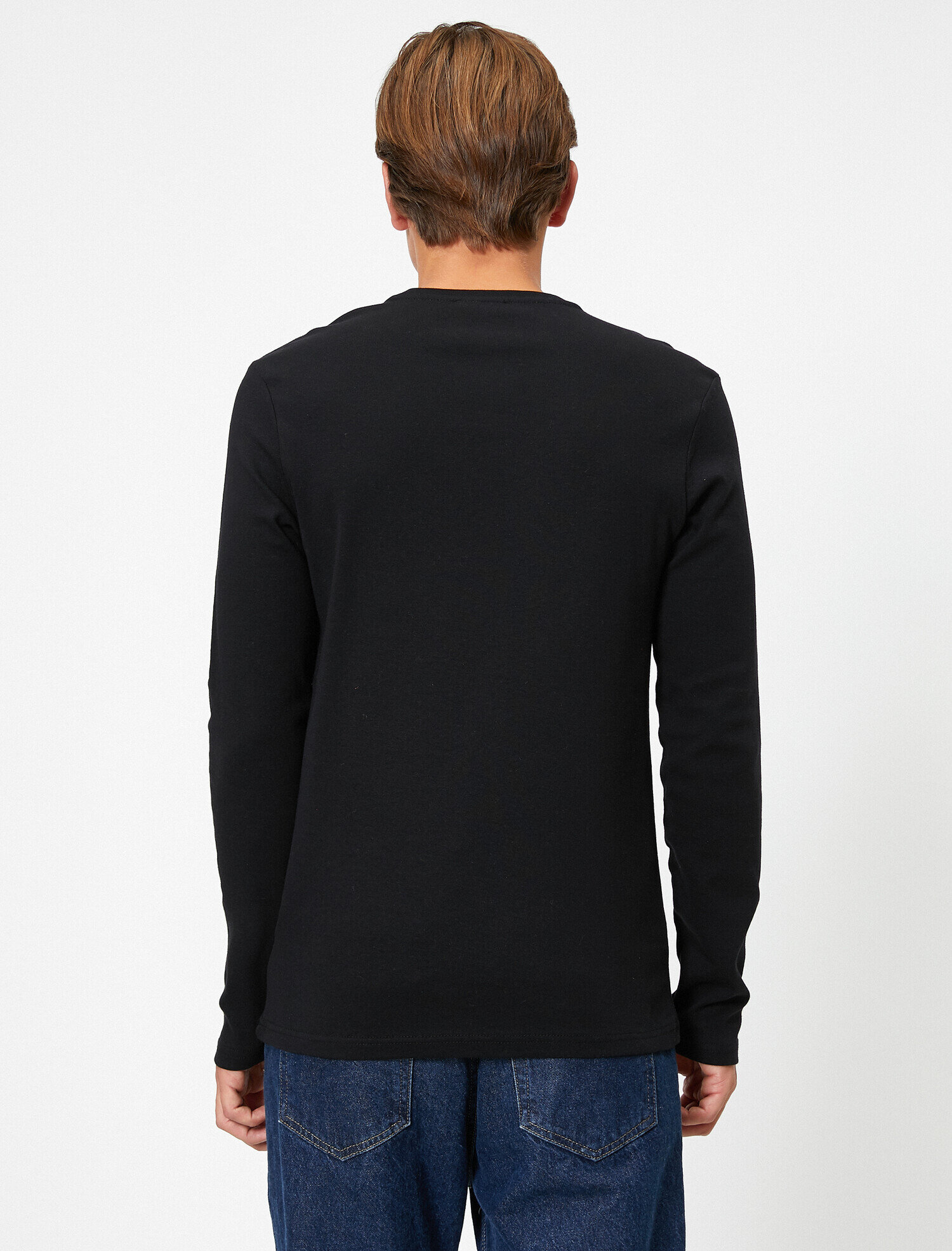   V Yaka Uzun Kollu Slim Fit Basic Tişört