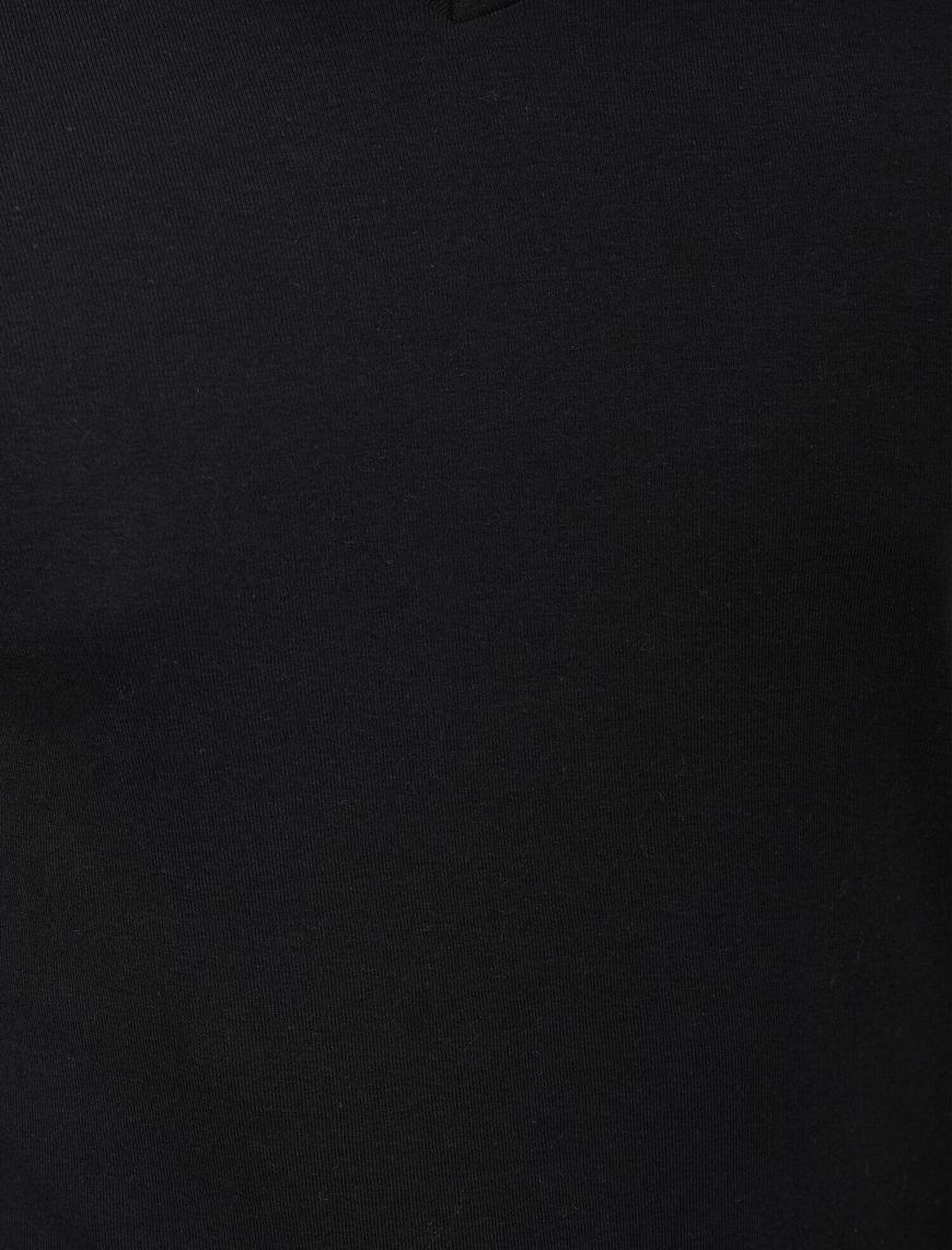   V Yaka Uzun Kollu Slim Fit Basic Tişört