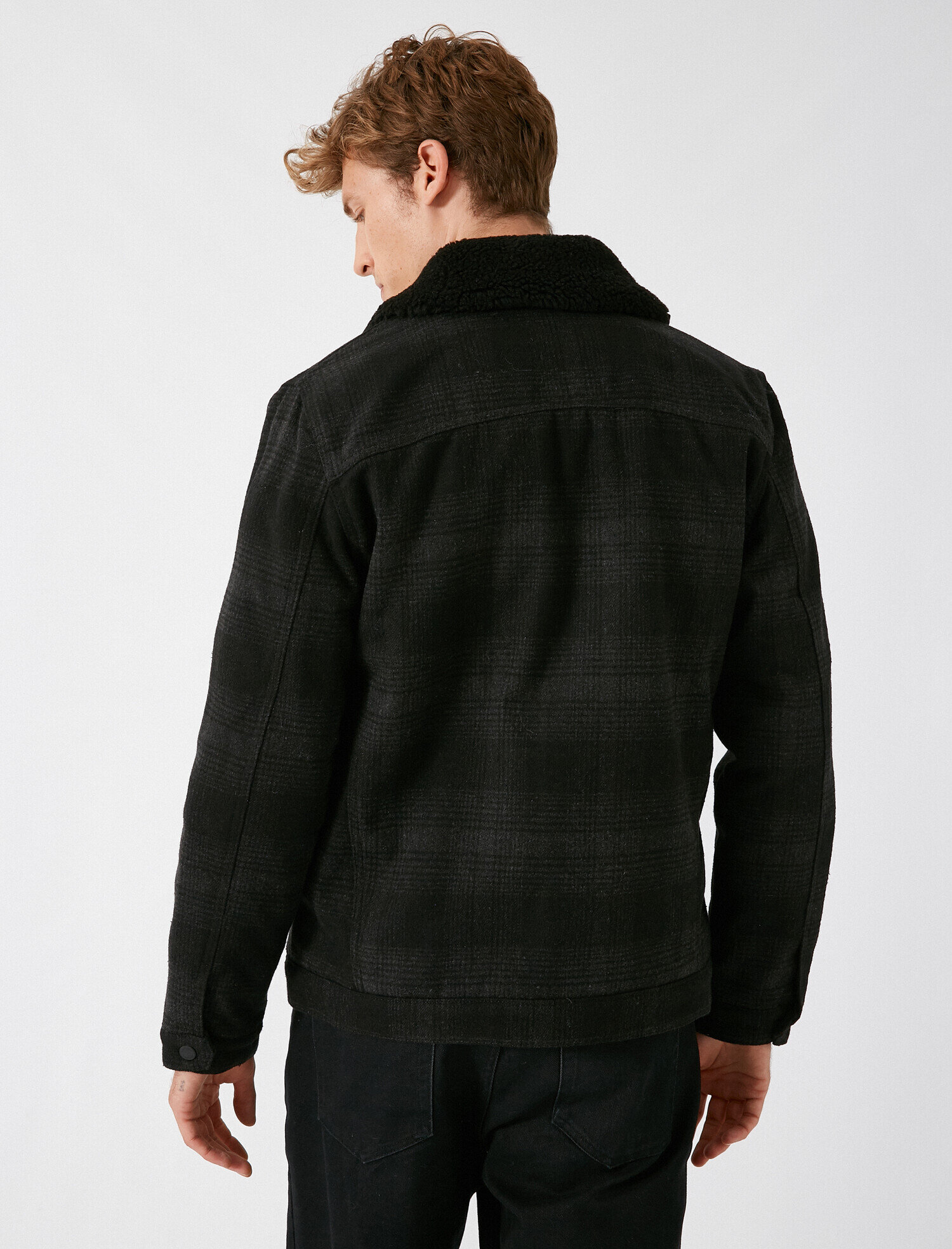 Gömlek Yaka Ekoseli Cepli Ceket