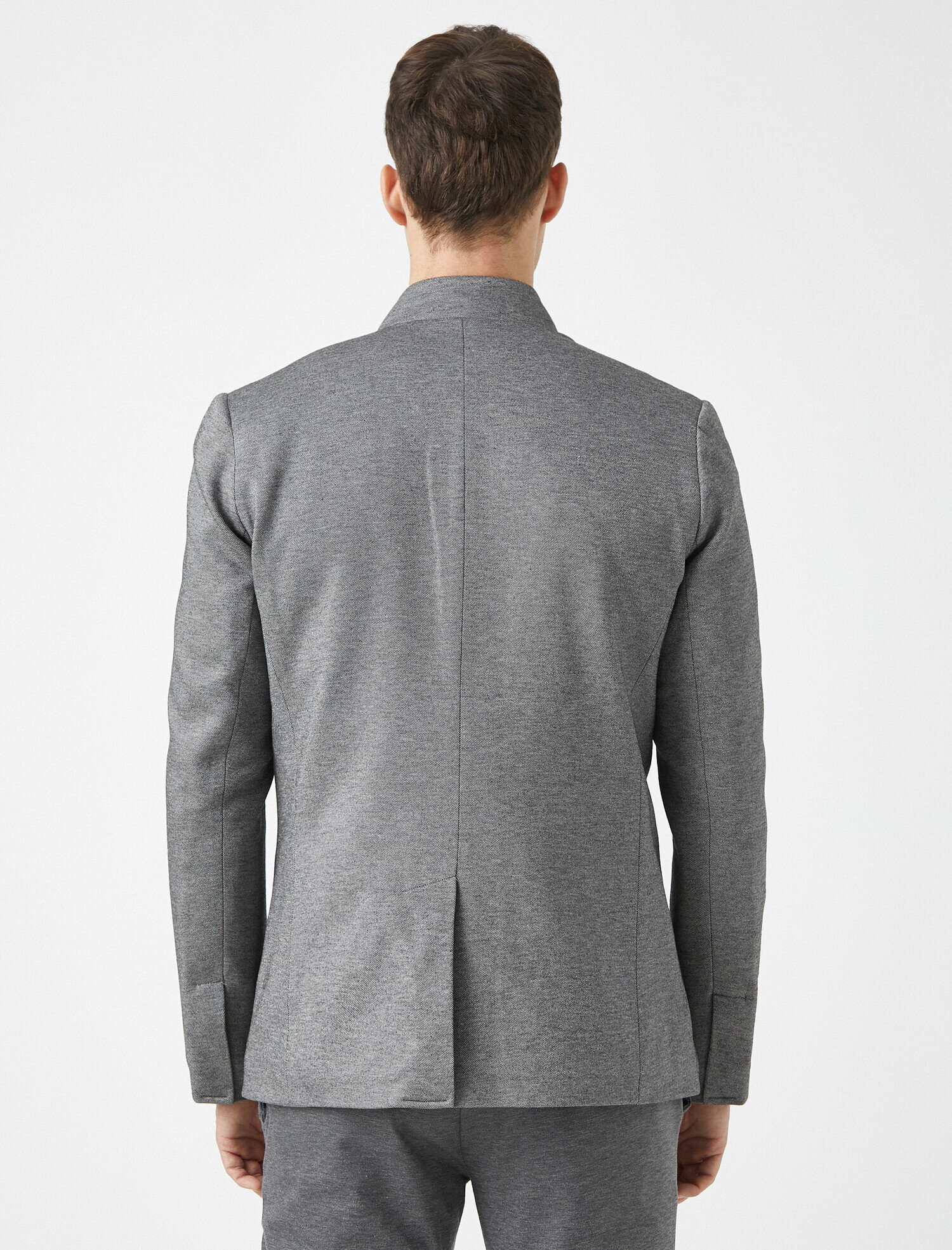   Dik Yaka Fermuar Cepli Çıtçıt Düğmeli Ceket