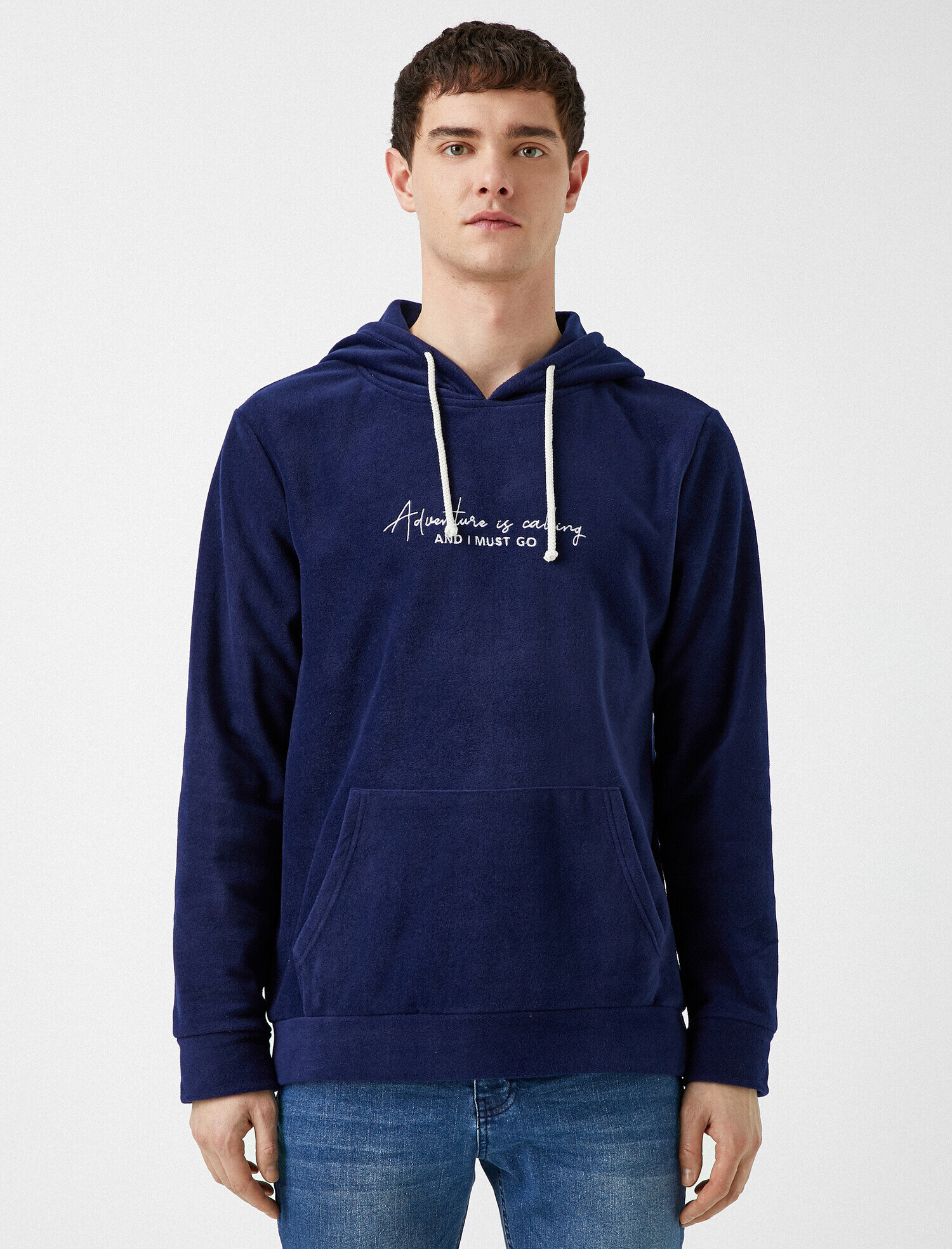 Kanguru Cepli Baskılı Kapüşonlu Sweatshirt