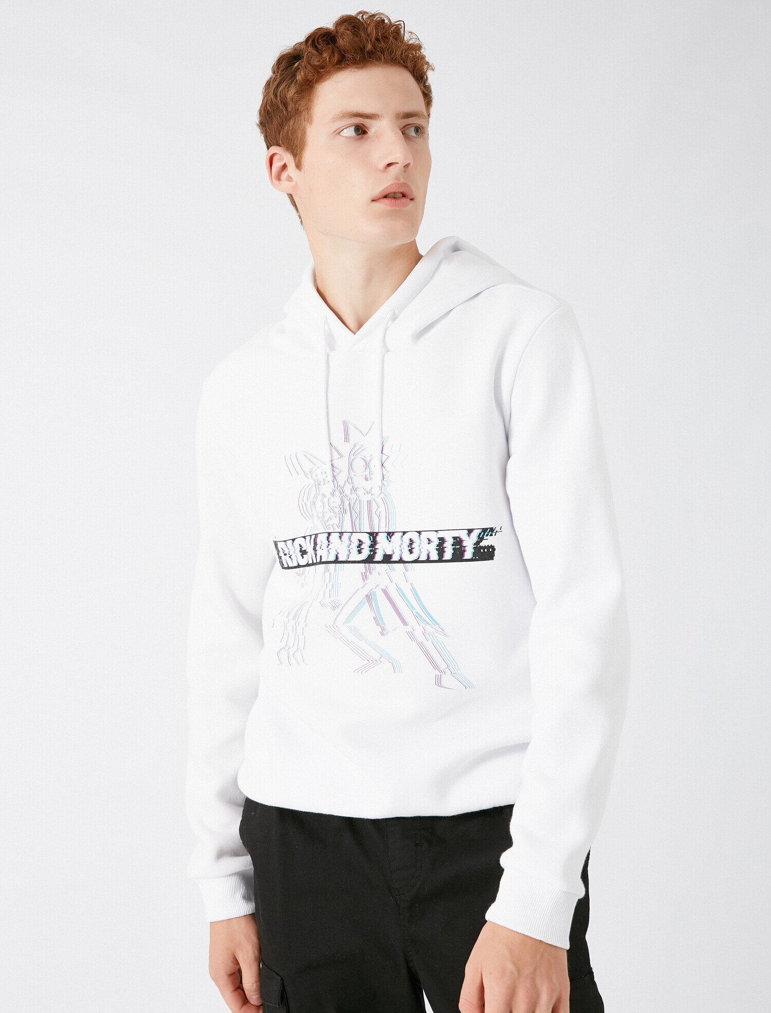   Rick & Morty Lisanslı Baskılı Kapüşonlu Sweatshirt