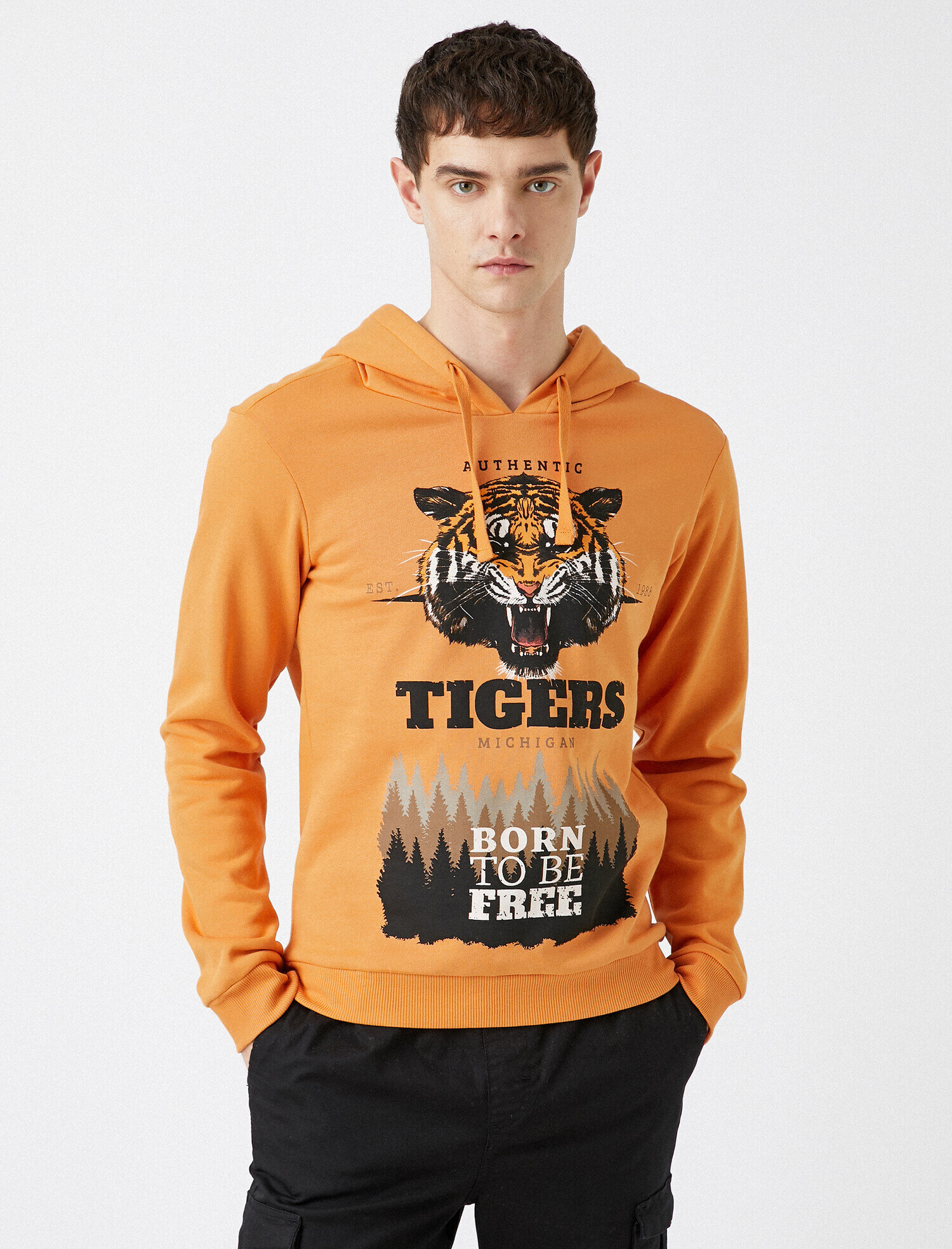   Pamuklu Baskılı Kapüşonlu Sweatshirt