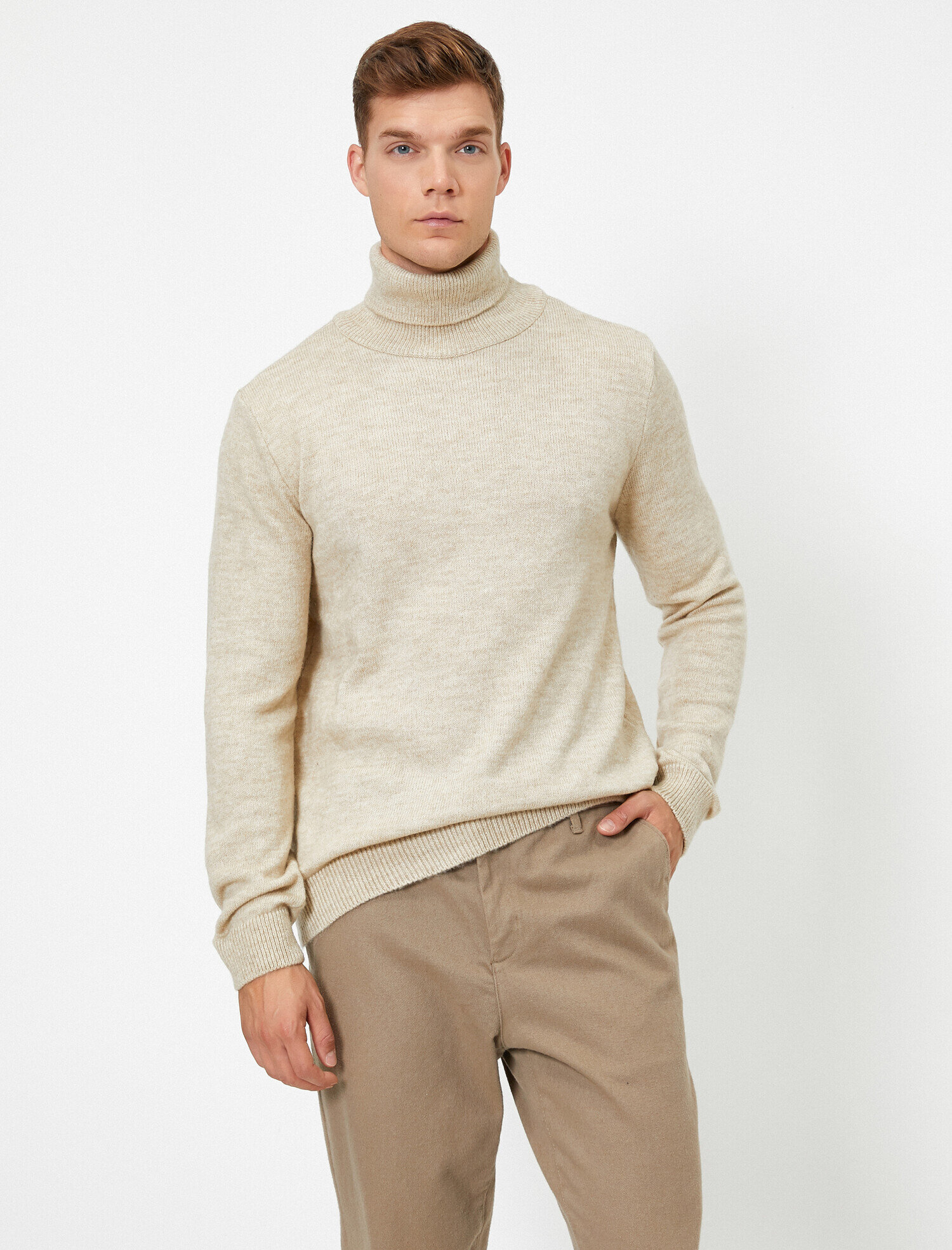   Boğazlı Triko Kazak Uzun Kollu