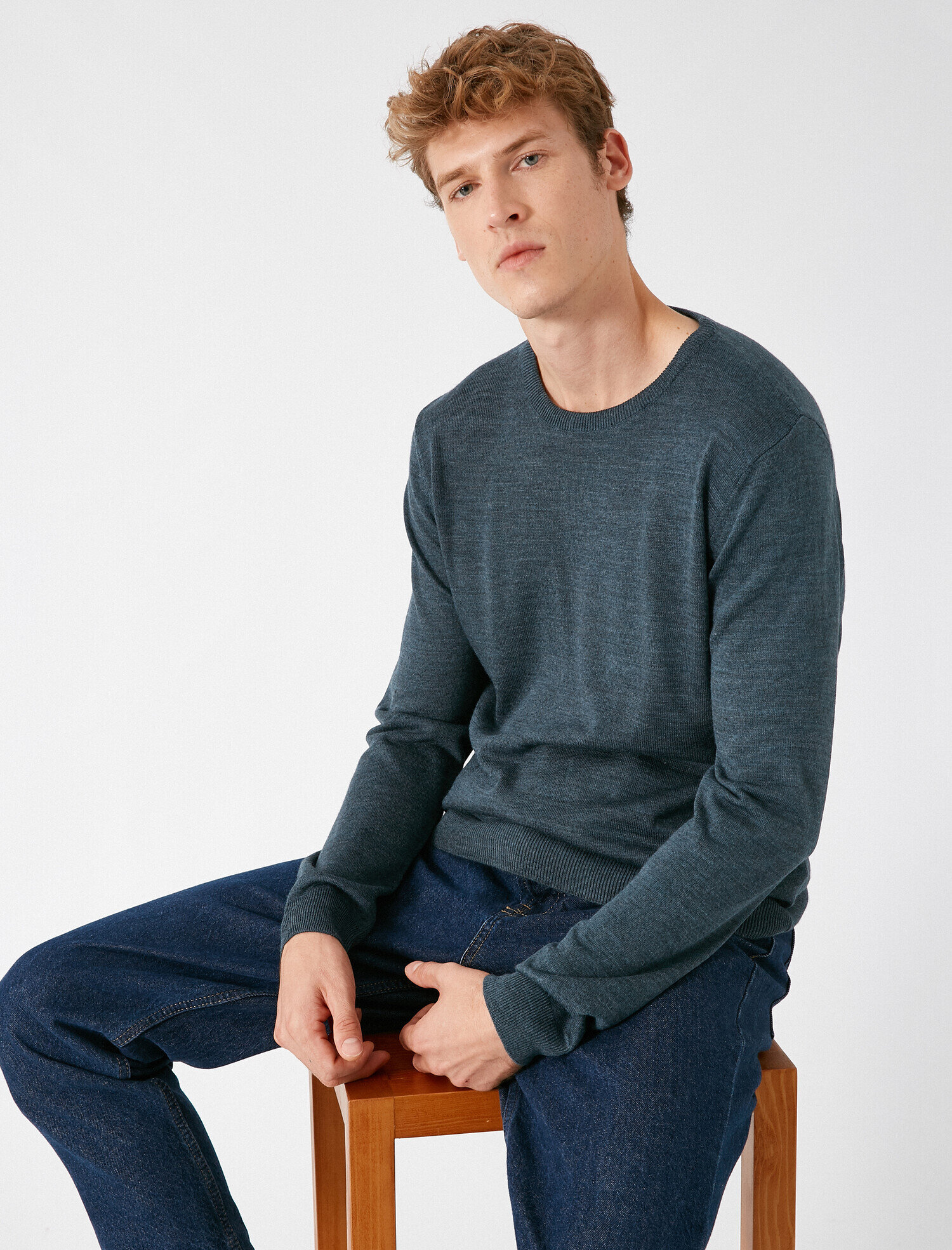   Basic Triko Kazak Bisiklet Yaka Uzun Kollu