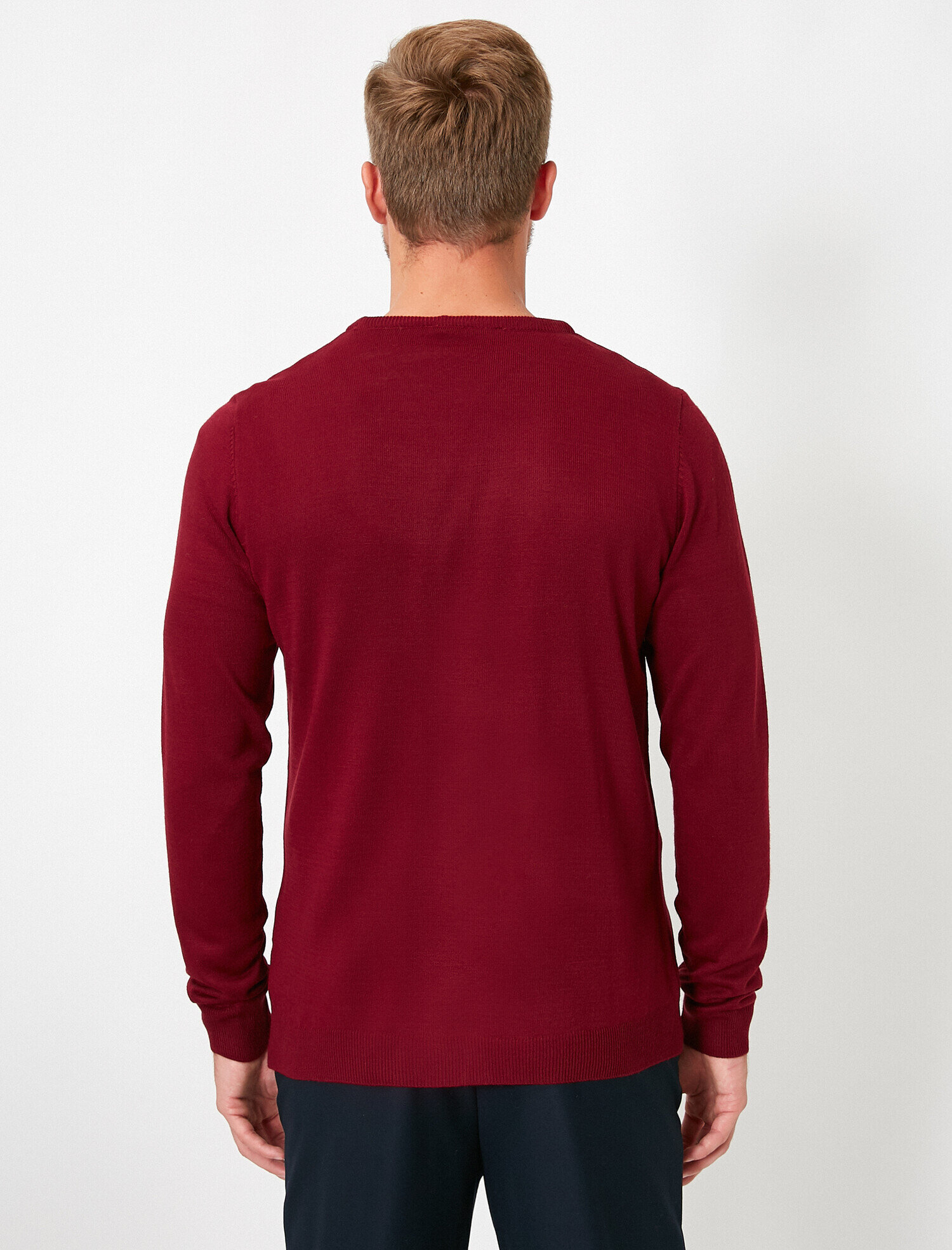   Basic Triko Kazak Bisiklet Yaka Uzun Kollu