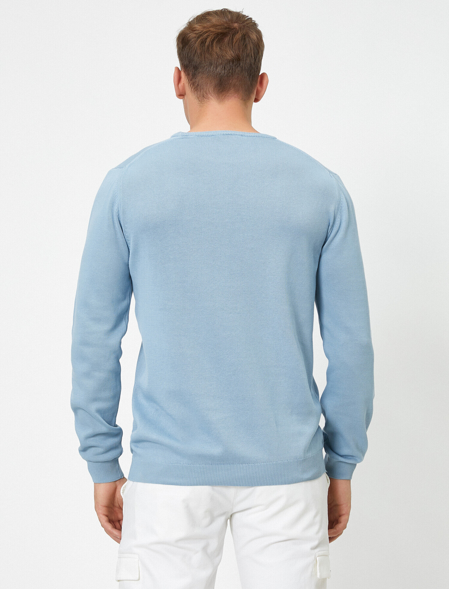   Basic Triko Kazak Bisiklet Yaka Uzun Kollu