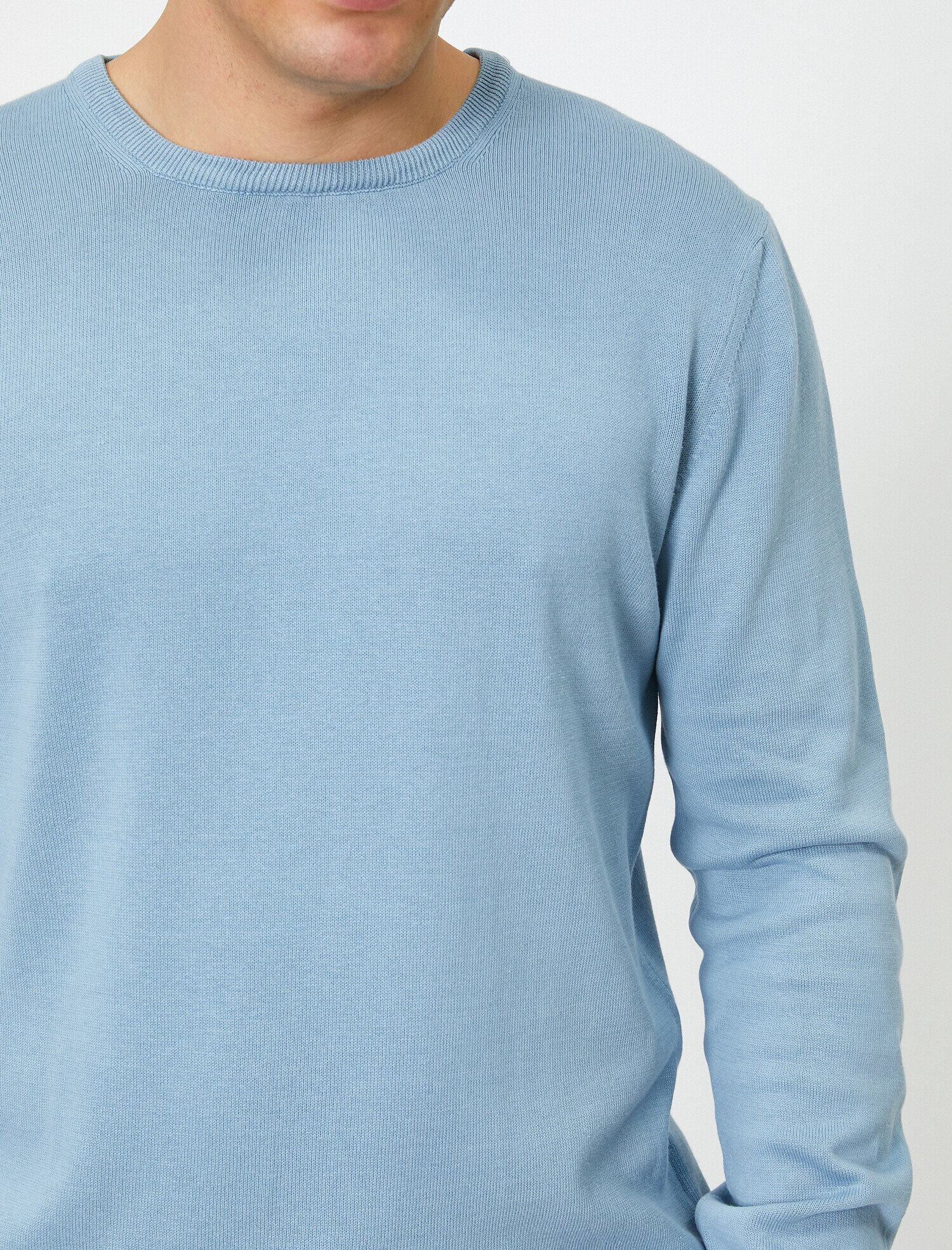   Basic Triko Kazak Bisiklet Yaka Uzun Kollu