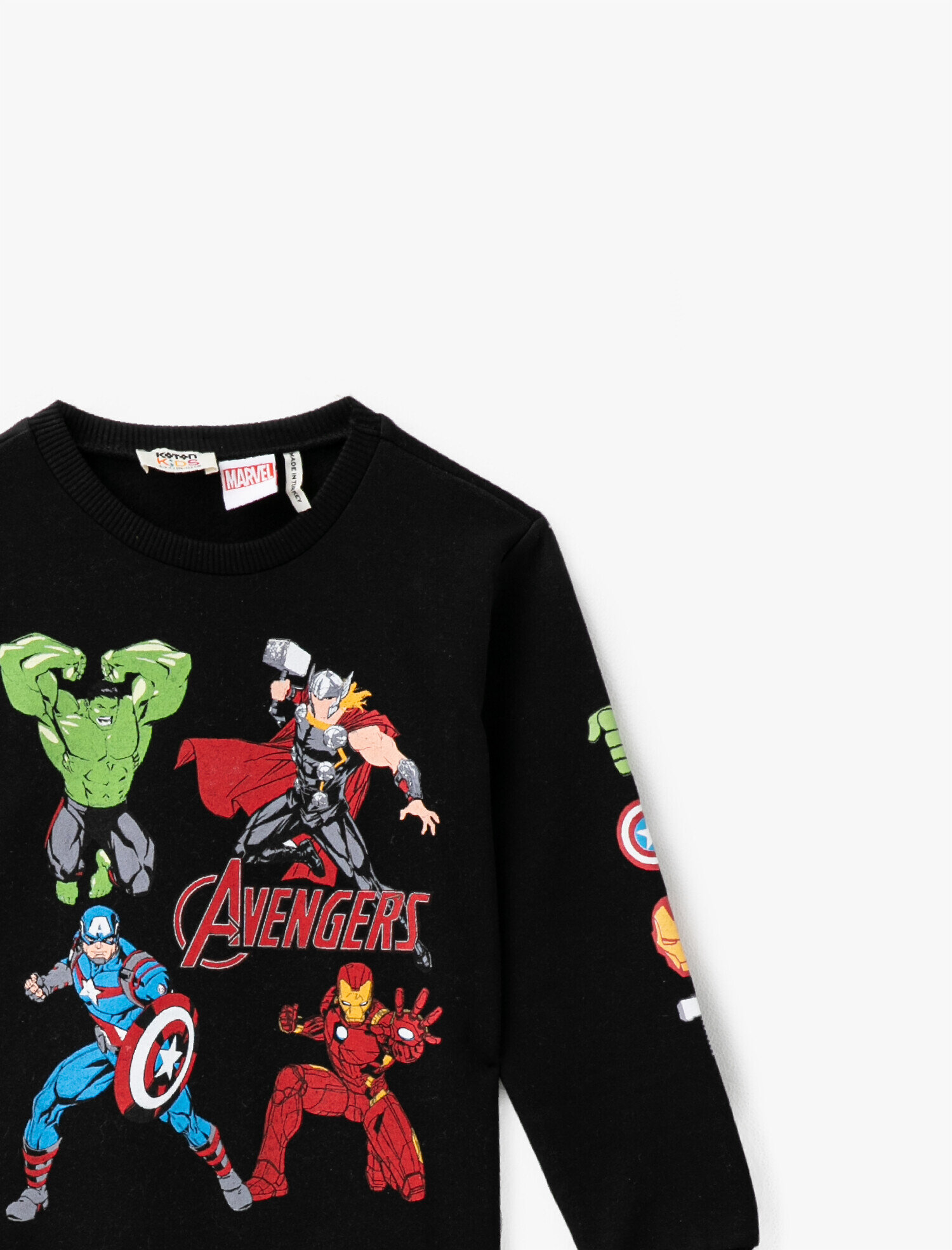  Erkek Çocuk Avengers Lisanslı Baskılı Bisiklet Yaka Uzun Kollu Sweatshirt
