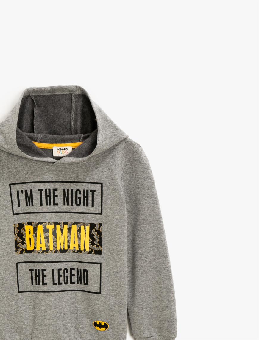  Erkek Çocuk Batman Lisanslı Baskılı Kapüşonlu Sweatshirt