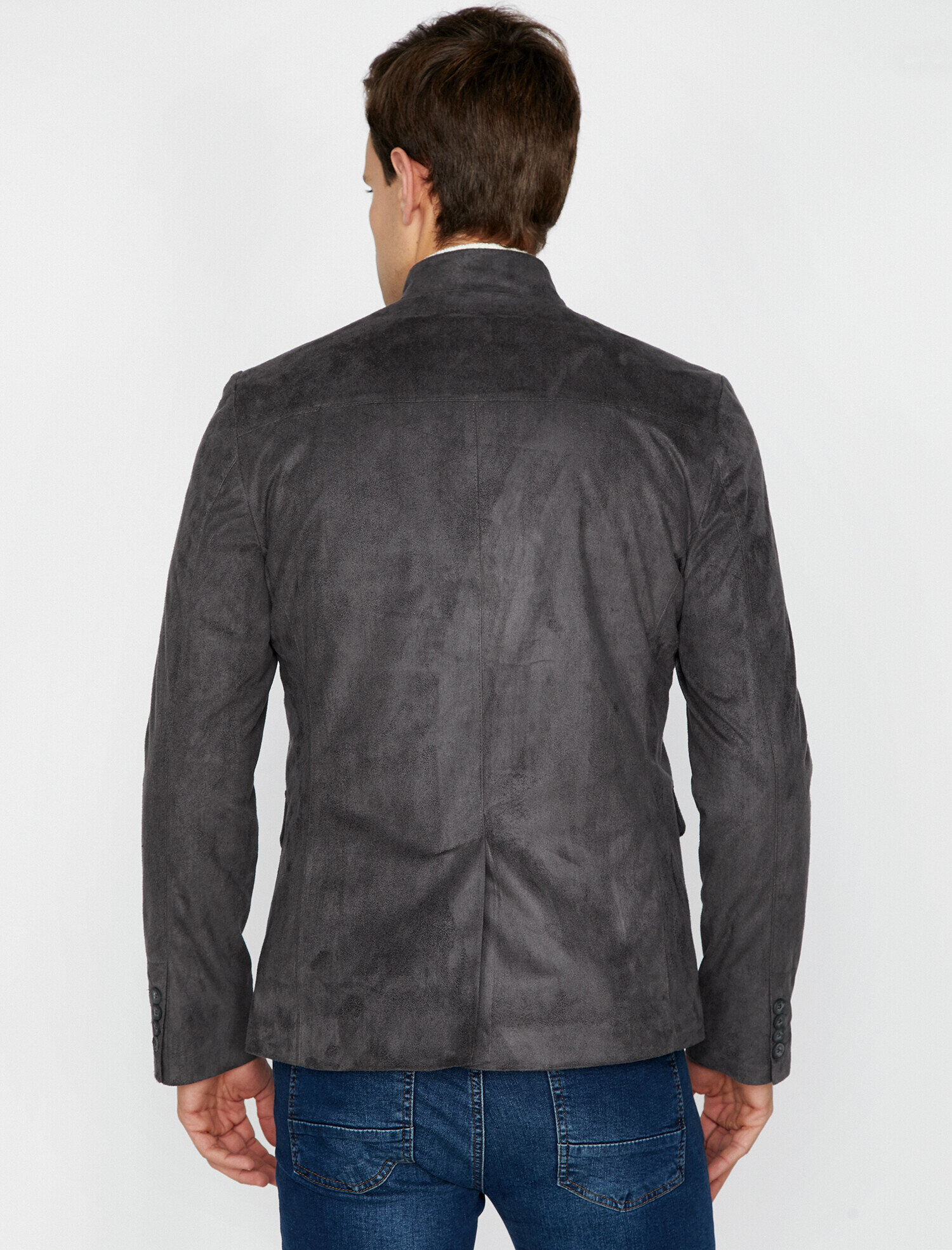   Süet Görünümlü Ceket Cep Detaylı Düğmeli