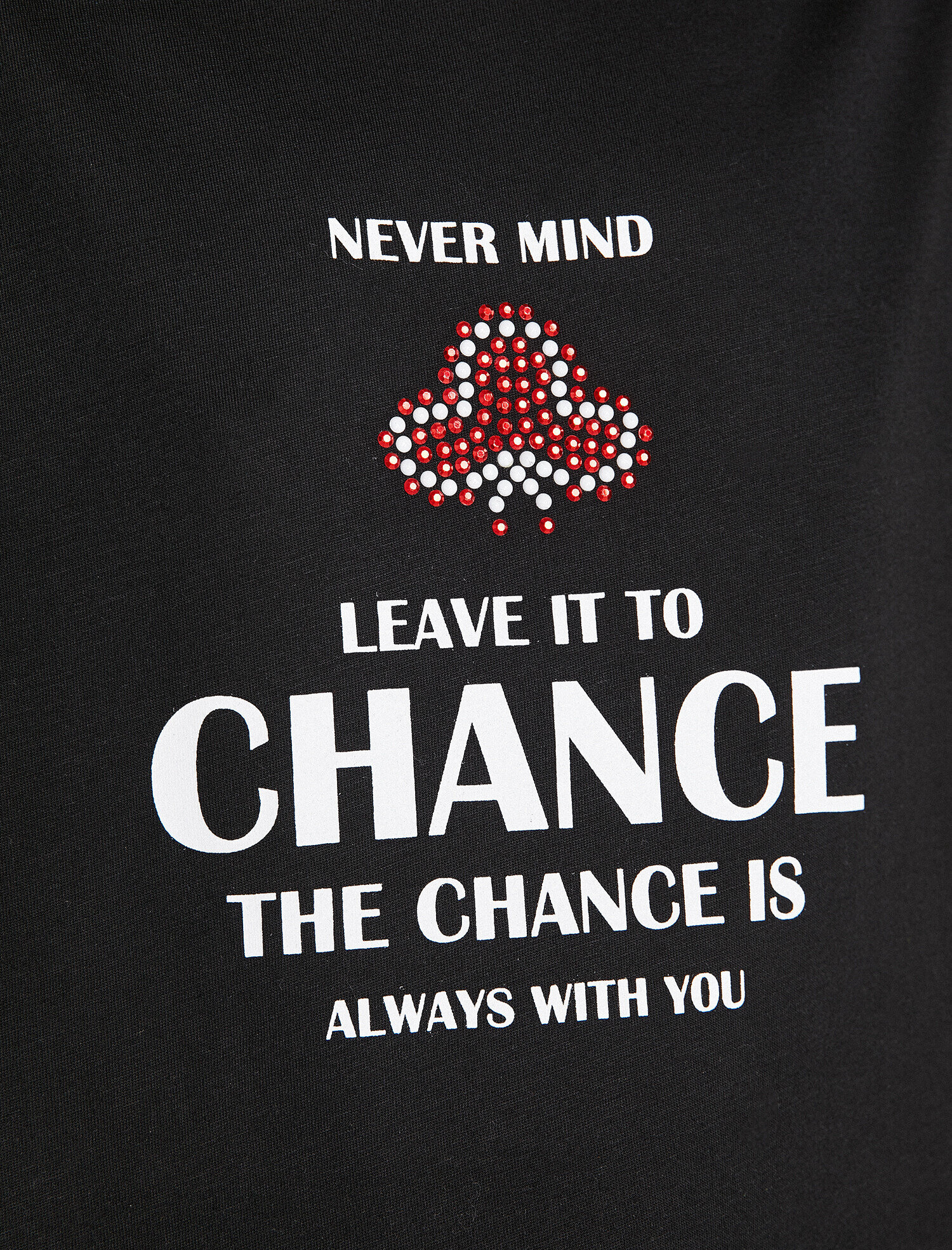   Taş Detaylı Yazı Baskılı Bisiklet Yaka Tişört